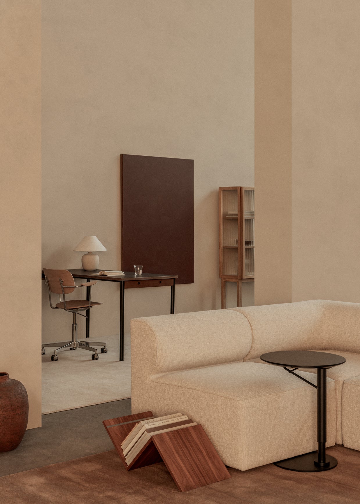 CO table dark brown laminate with black base