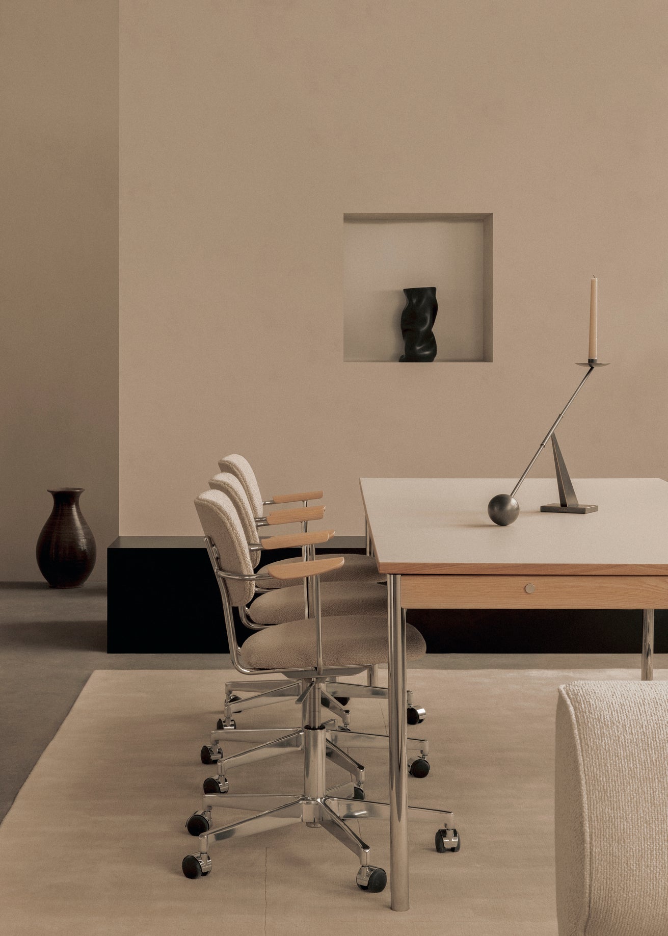 CO table dark brown laminate with black base