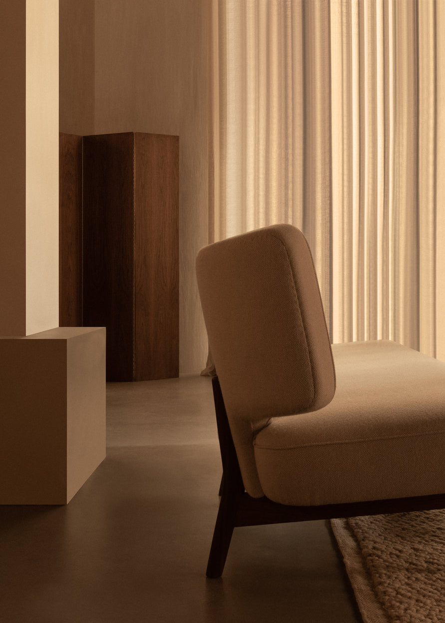 3-seater Sofa RADIOHUS light gray with walnut base