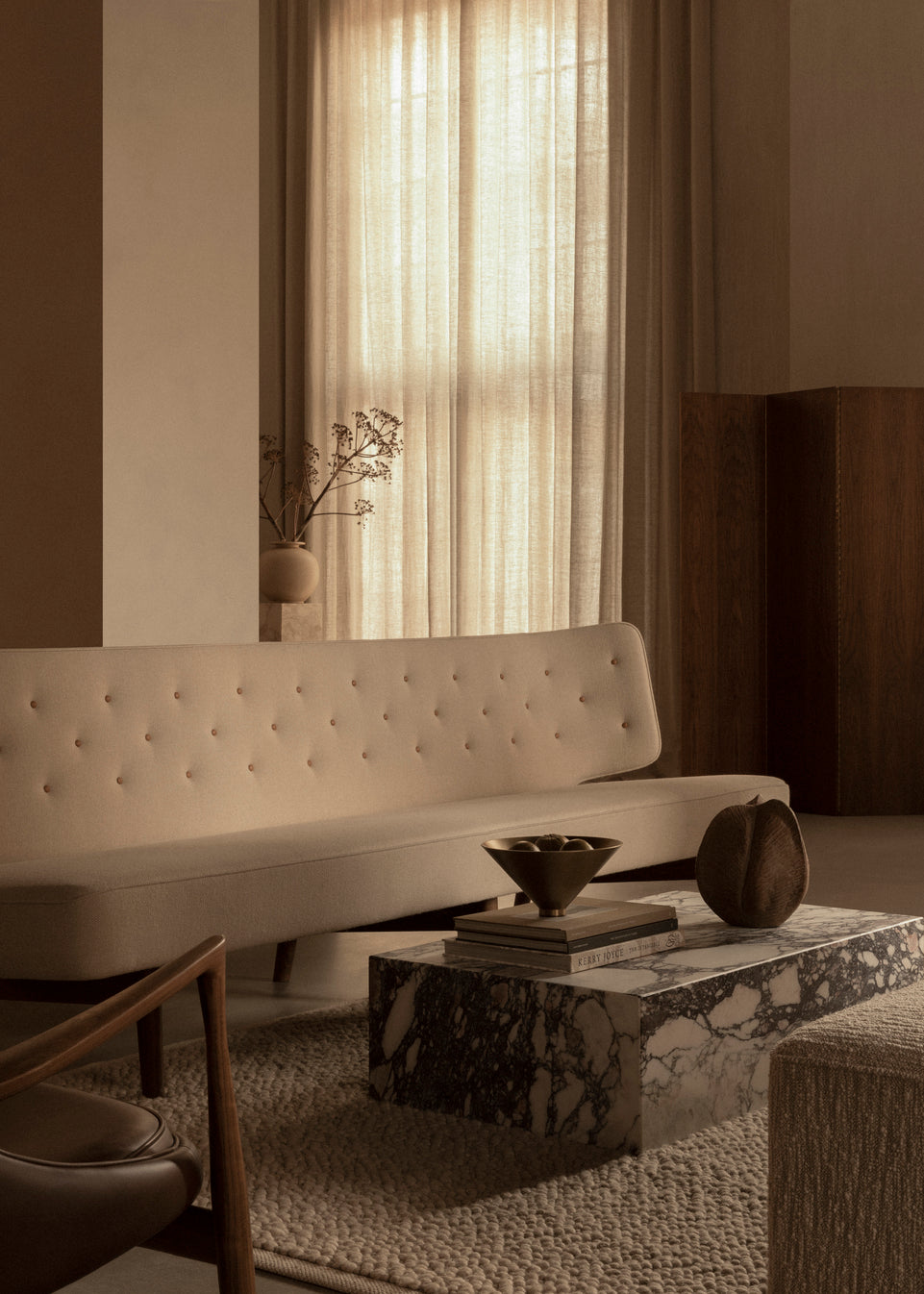 3-seater Sofa RADIOHUS light gray with walnut base