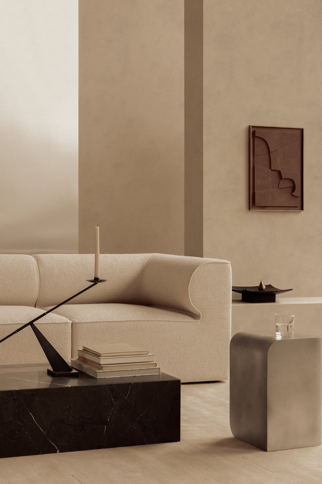 Modulsofa EAVE - linkes Eckmodul in Creme