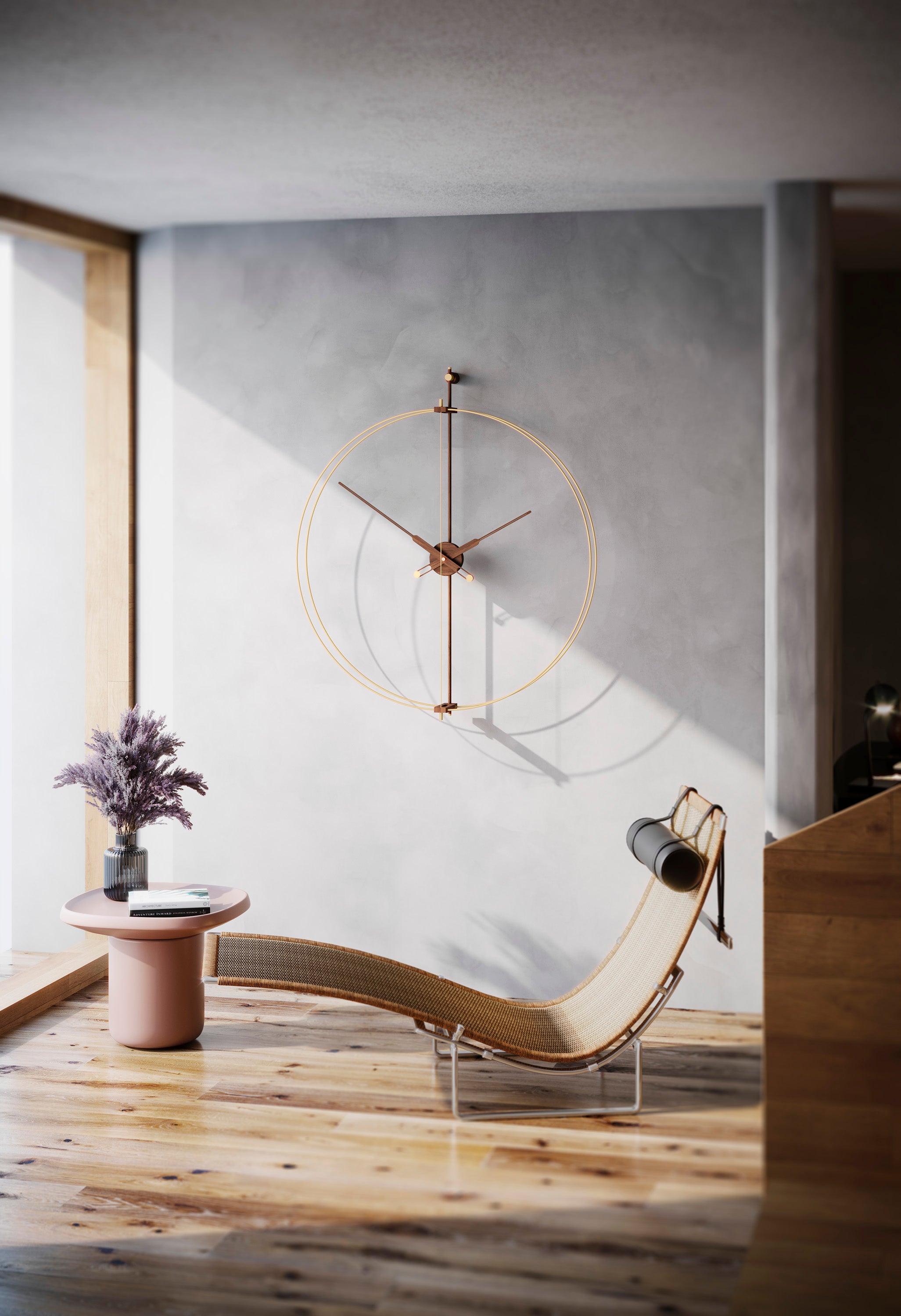 Wandklok BARCELONA PREMIUM notenhout met messing