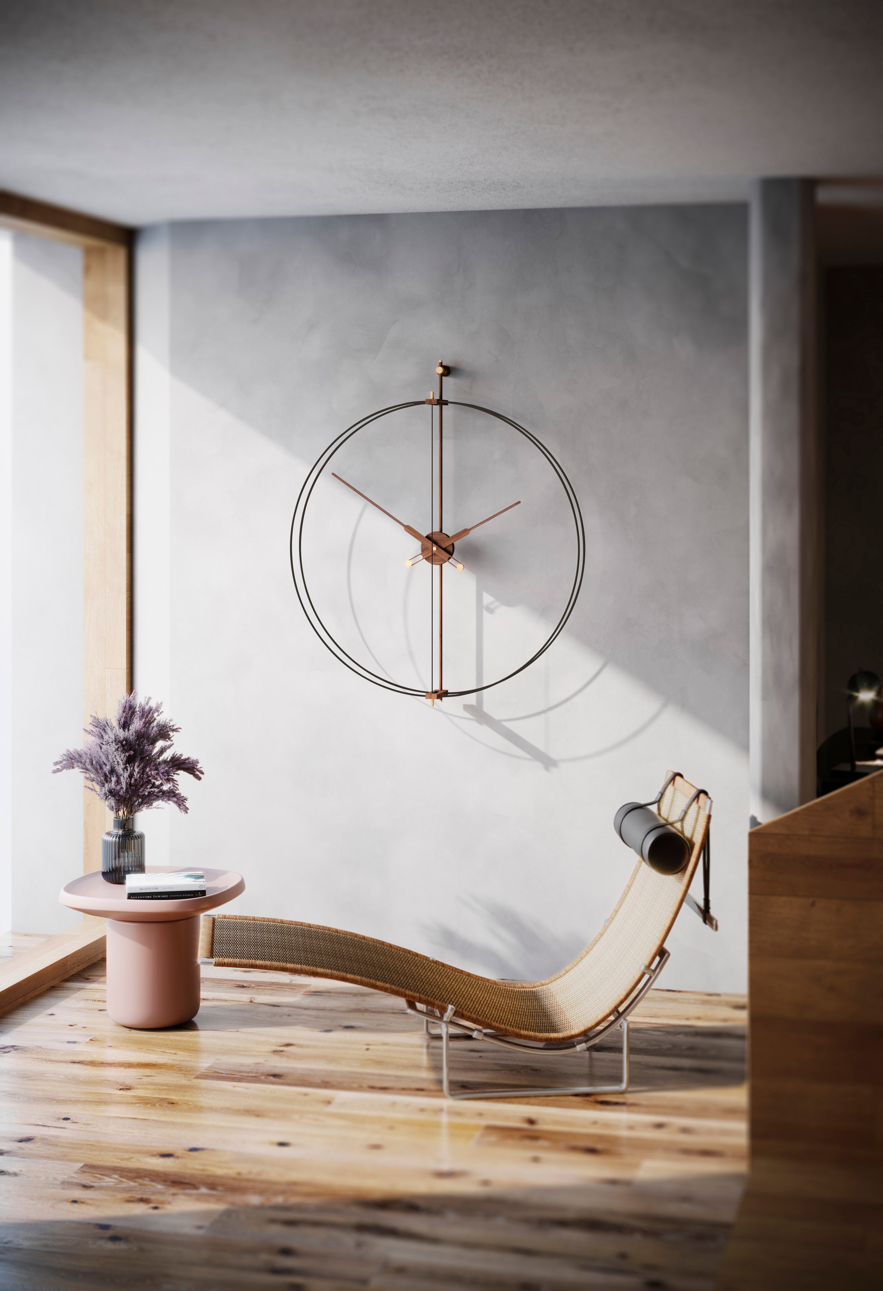 Wandklok BARCELONA PREMIUM notenhout met zwart