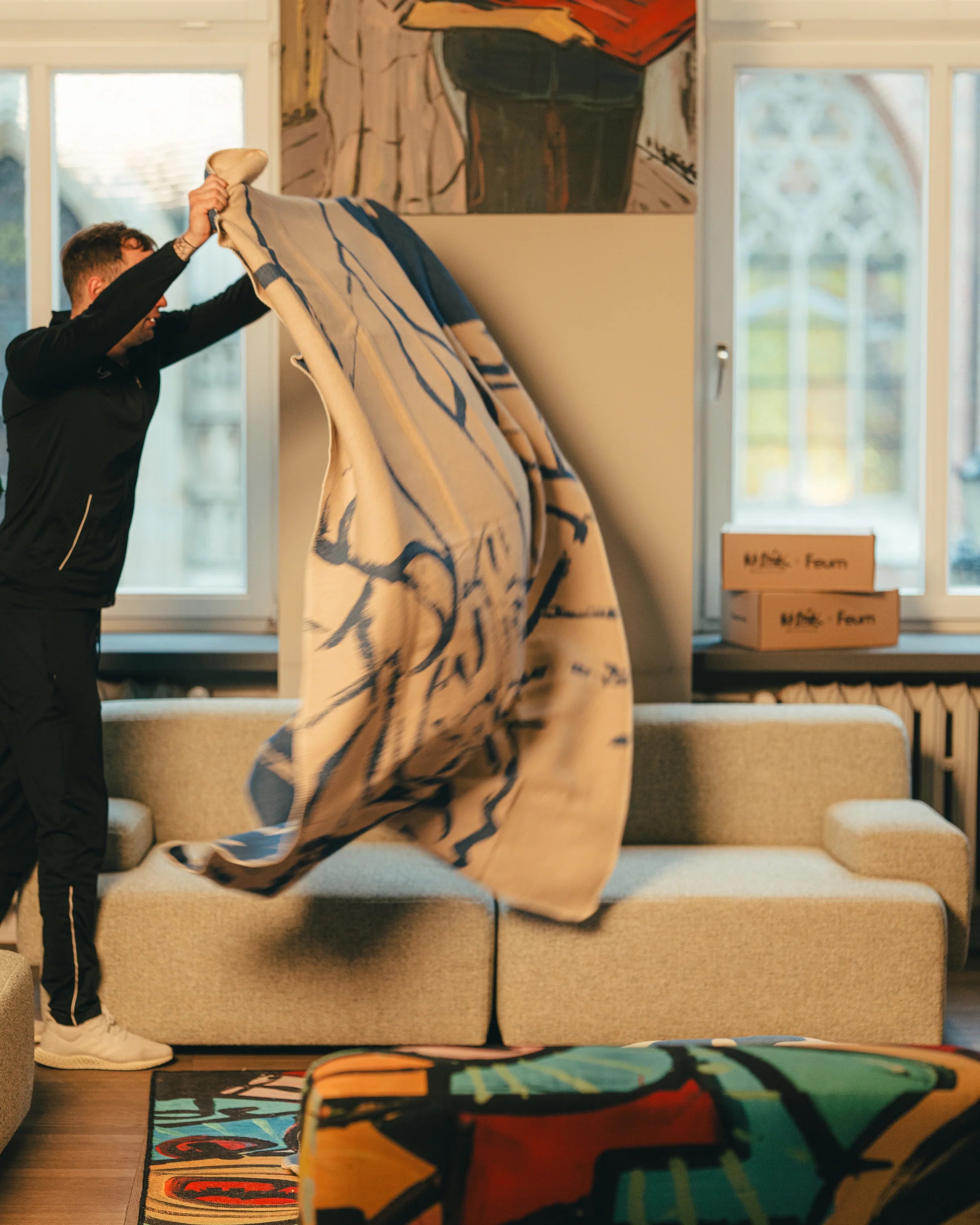 Koc M. Żytniak x Feum zandbeige en zeeblauw