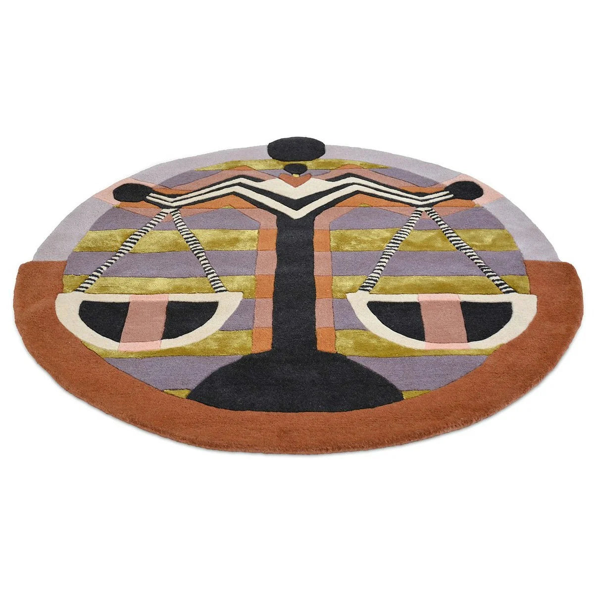Round rug Zodiac Libra lavender-brown