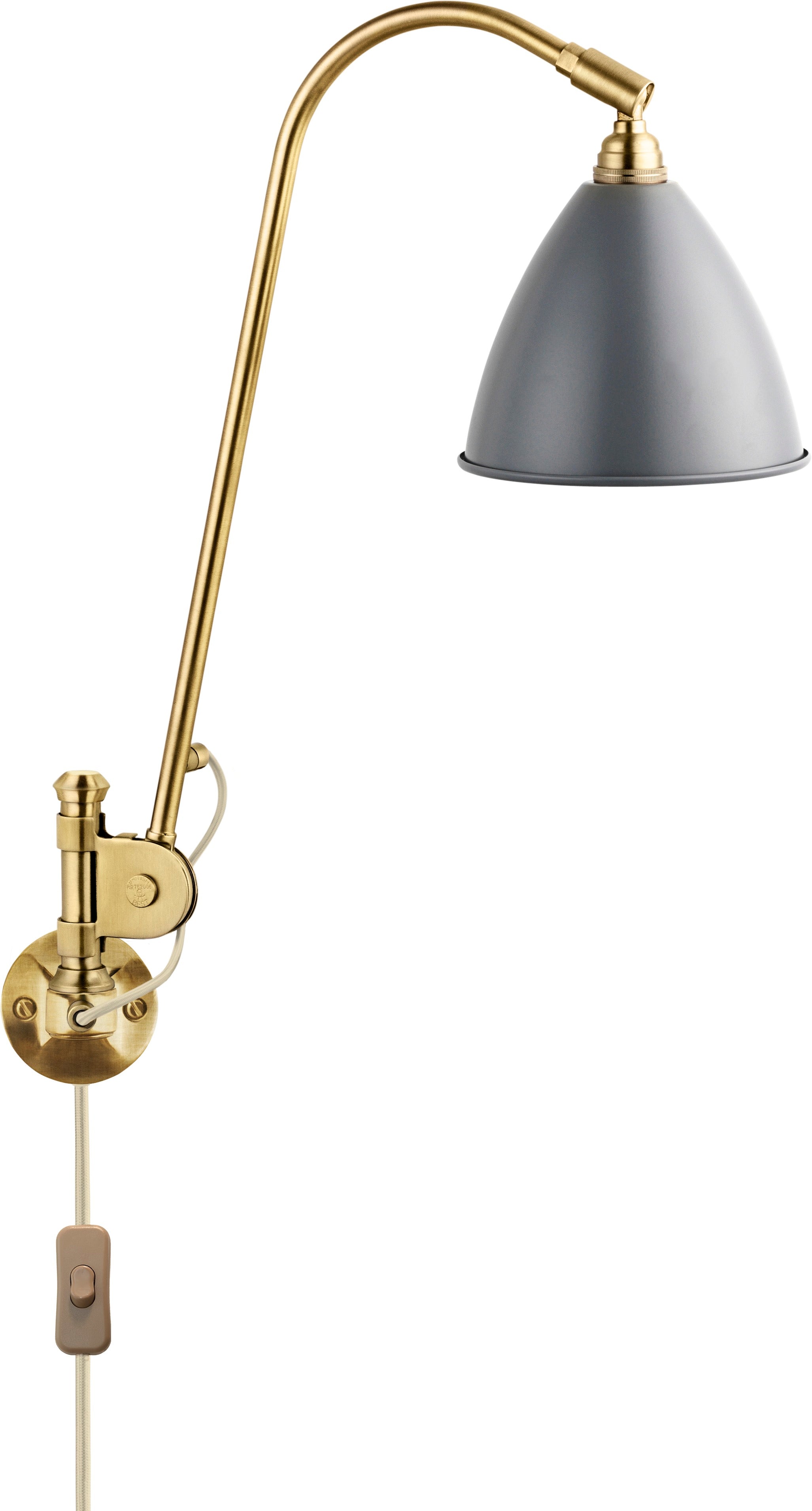Wandlamp BESTLITE BL5 messing met grijze kap