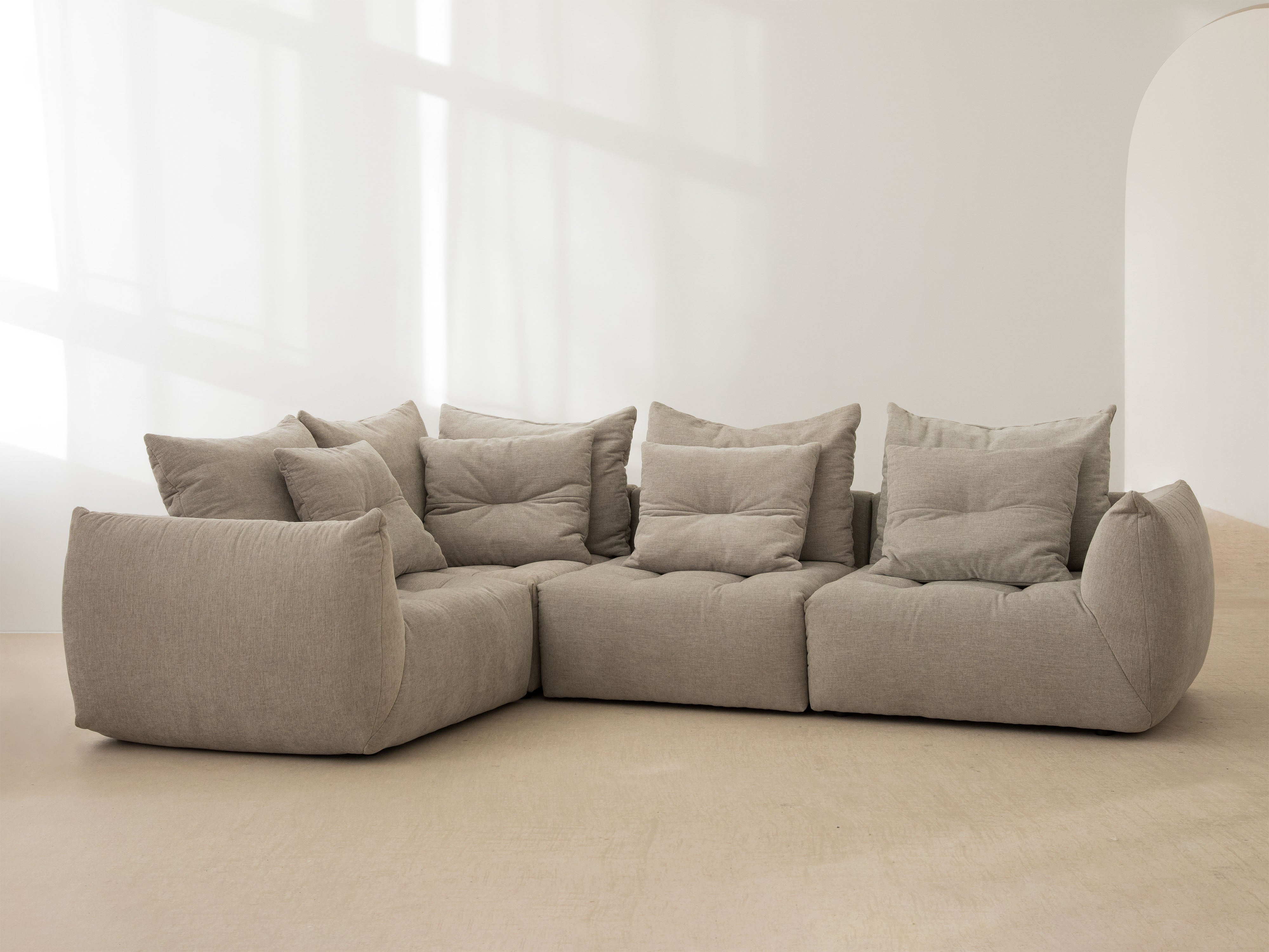 Modulaire fluwelen hoekbank BLOOM terracotta