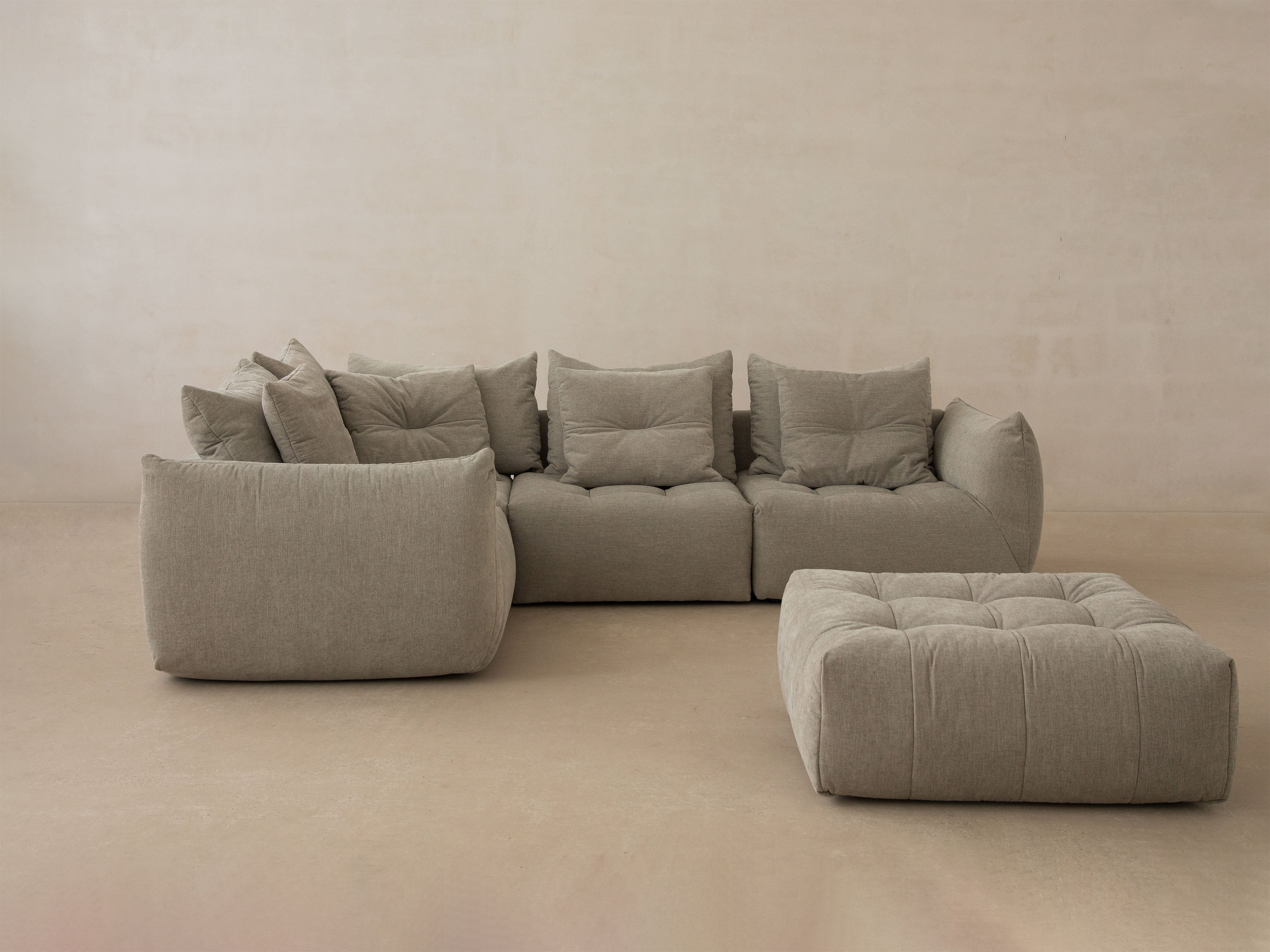 Samt Pouf BLOOM grau