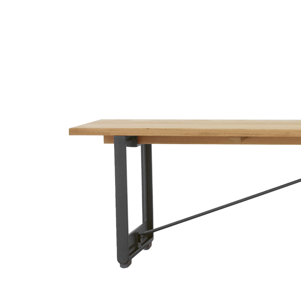 BRUT bench in oak wood with an anthracite base