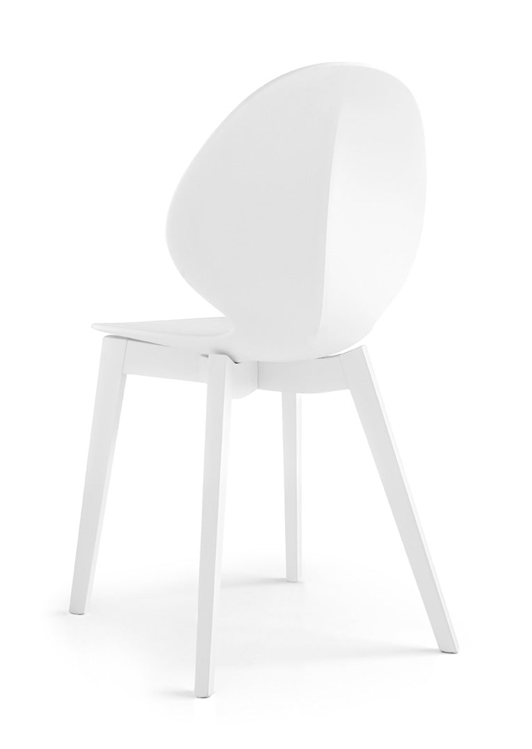 Stuhl BASIL mit weißem Sitz und weißem Holzgestell