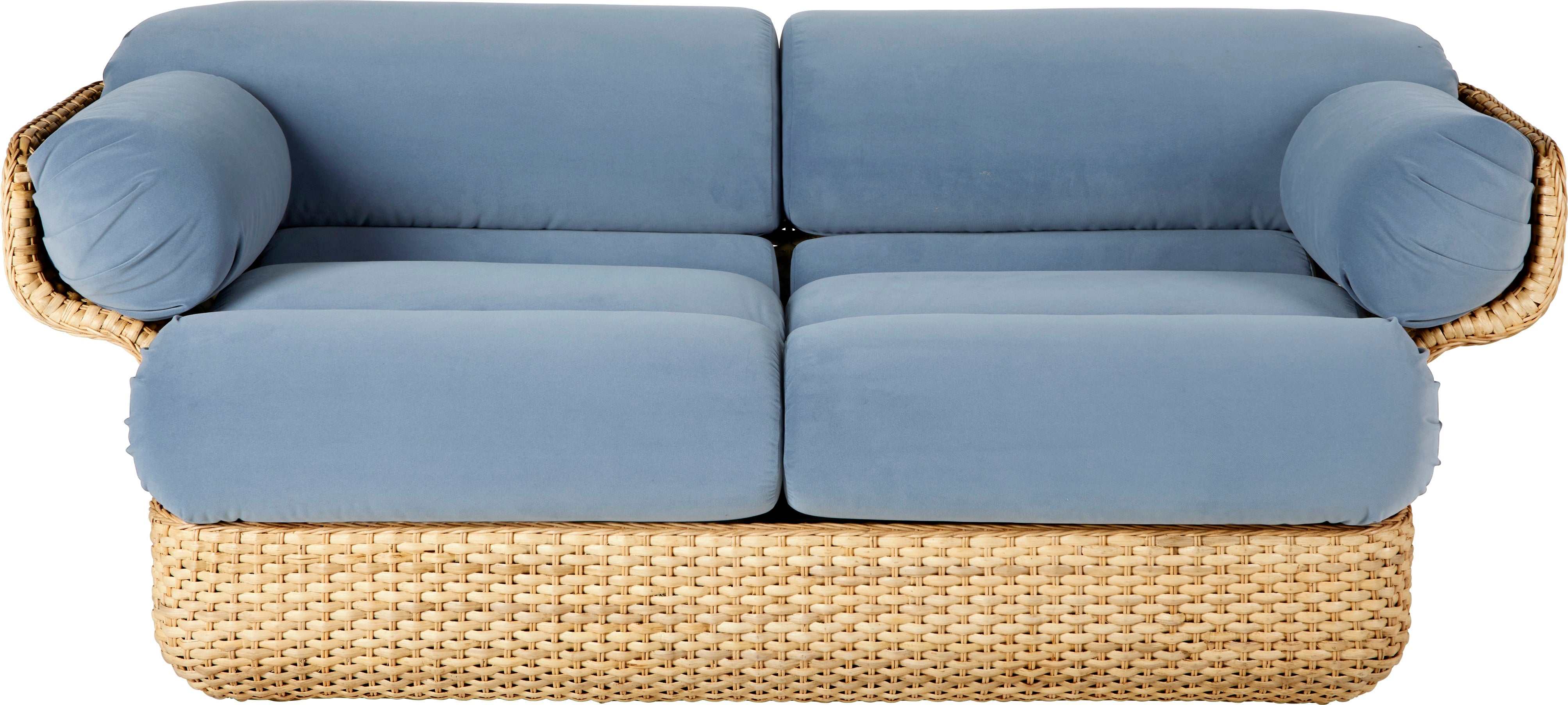 BASKET 2-Sitzer-Sofa blau mit Rattan