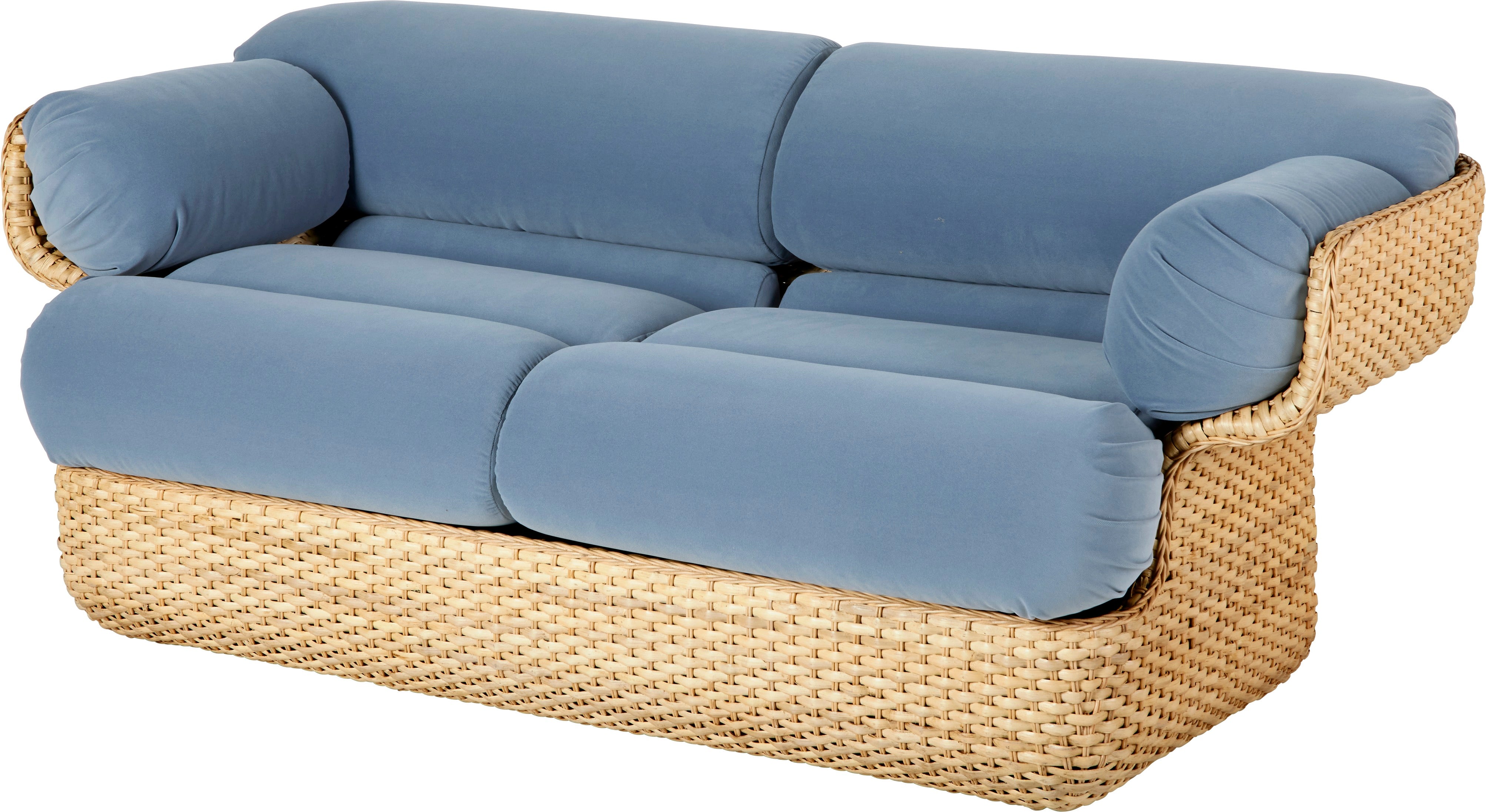BASKET 2-Sitzer-Sofa blau mit Rattan