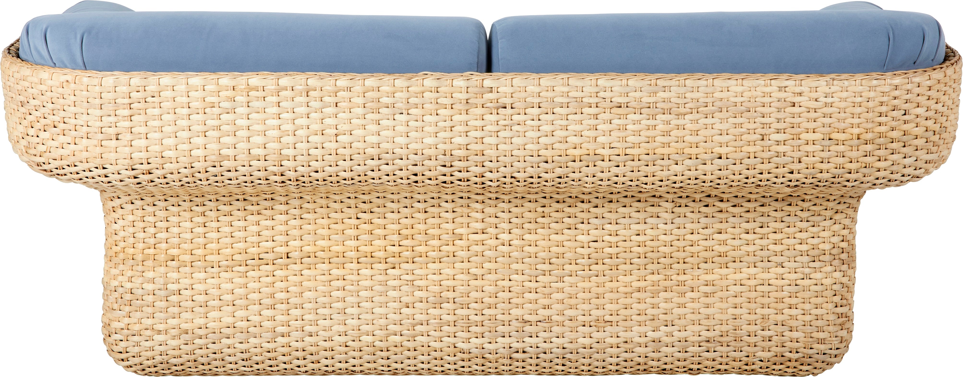 BASKET 2-Sitzer-Sofa blau mit Rattan
