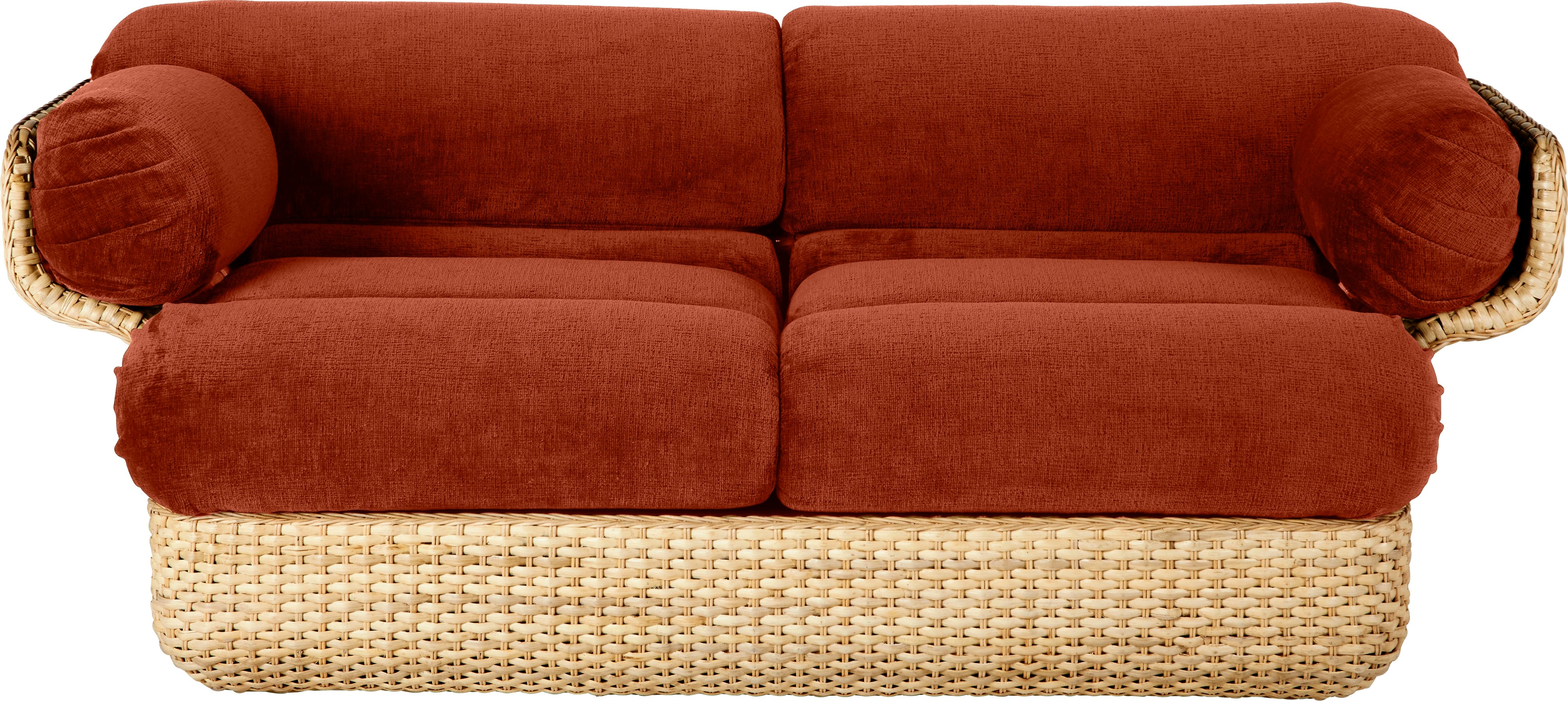2-Sitzer-Sofa BASKET burgund mit Rattan