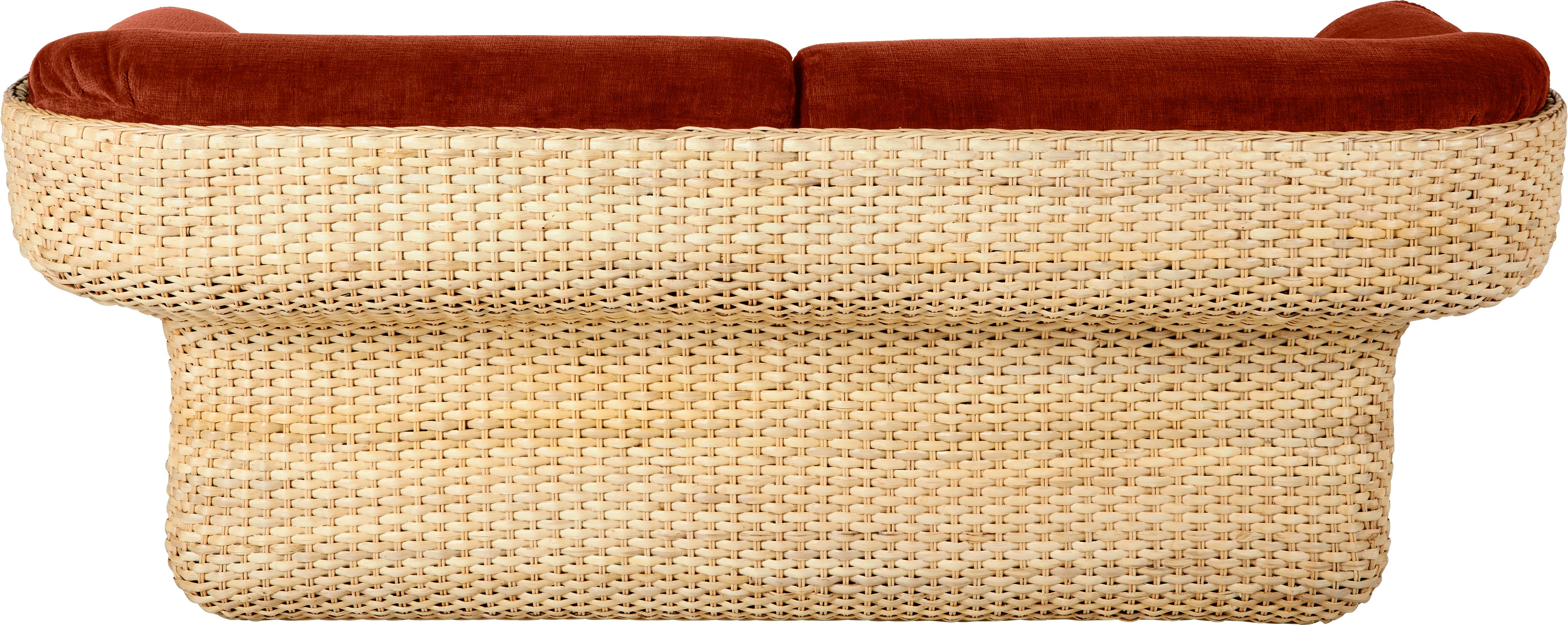 2-Sitzer-Sofa BASKET burgund mit Rattan