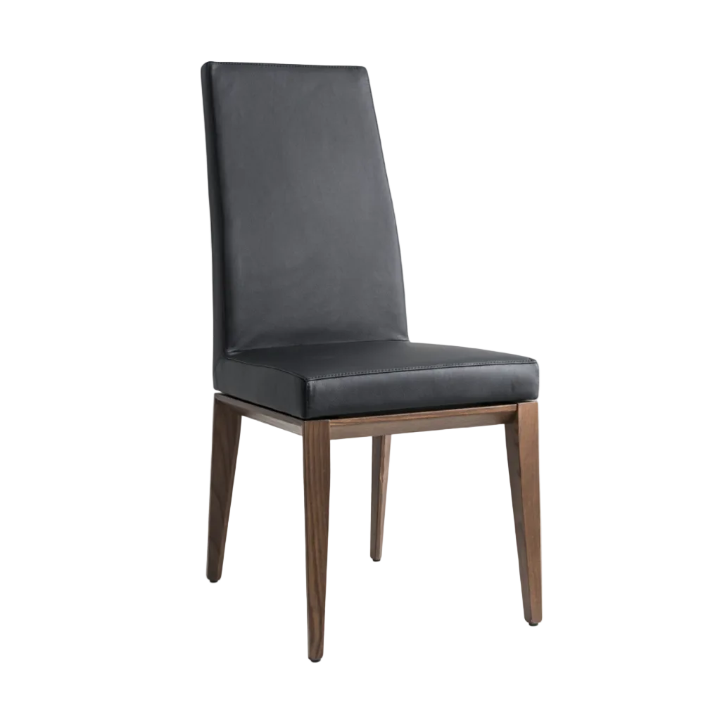 BESS upholstered chair with a dark wooden base
