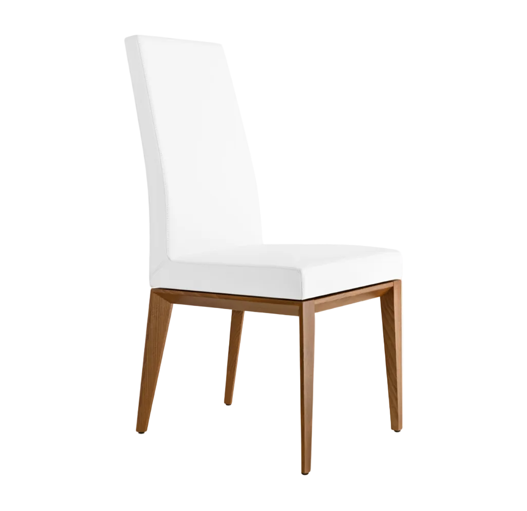 Gestoffeerde BESS stoel met notenhouten basis