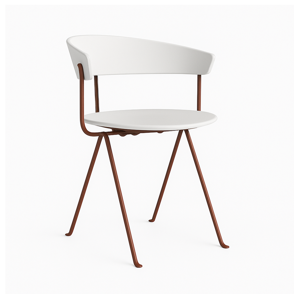 OFFICINA Stuhl braune Basis mit weißer Sitzfläche