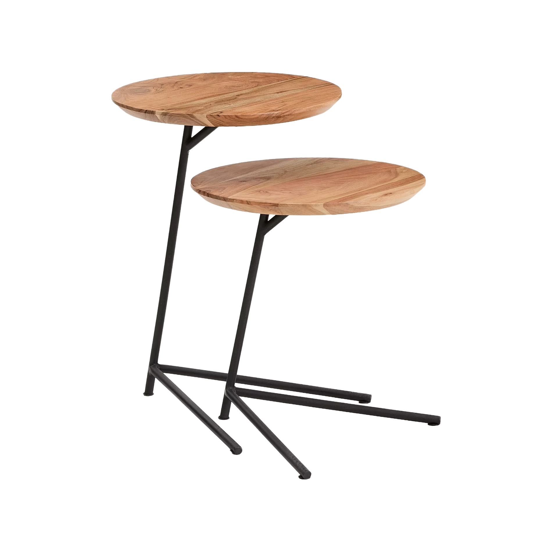 VINTARA set van tafels van massief acaciahout met zwarte basis