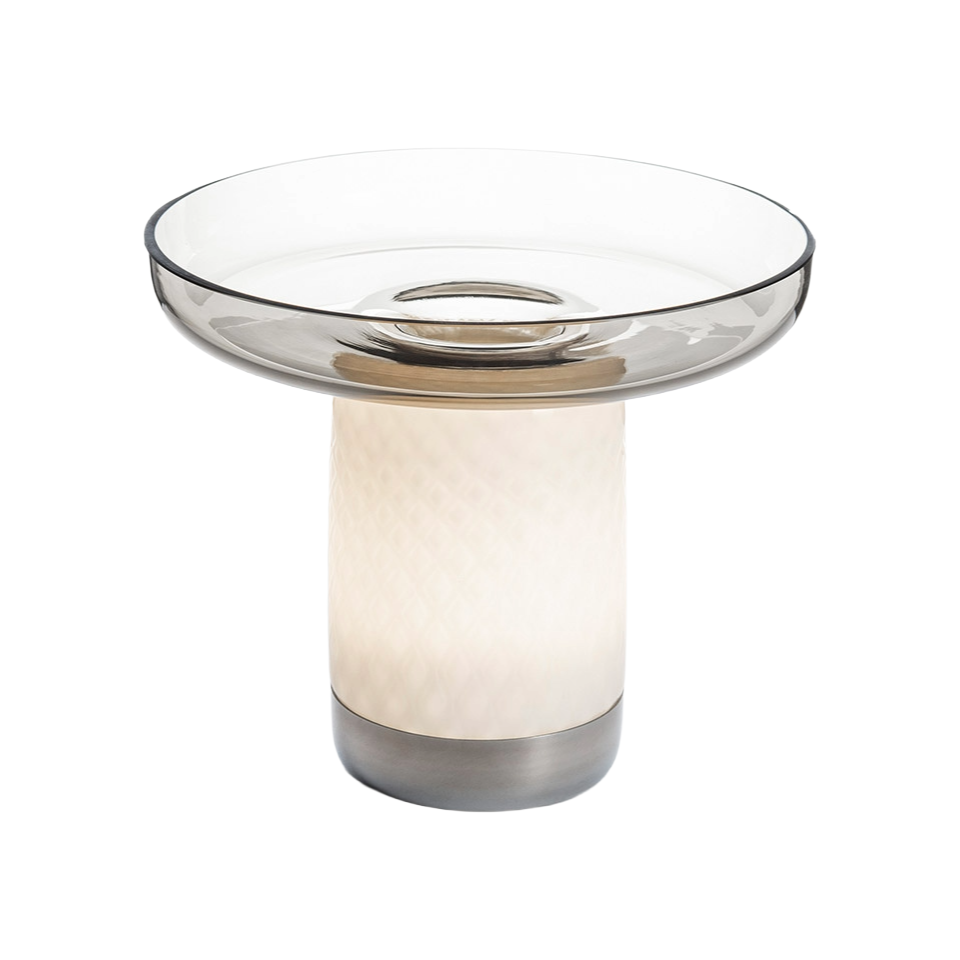 Tragbare Lampe BONTA PLATE weiß mit grau