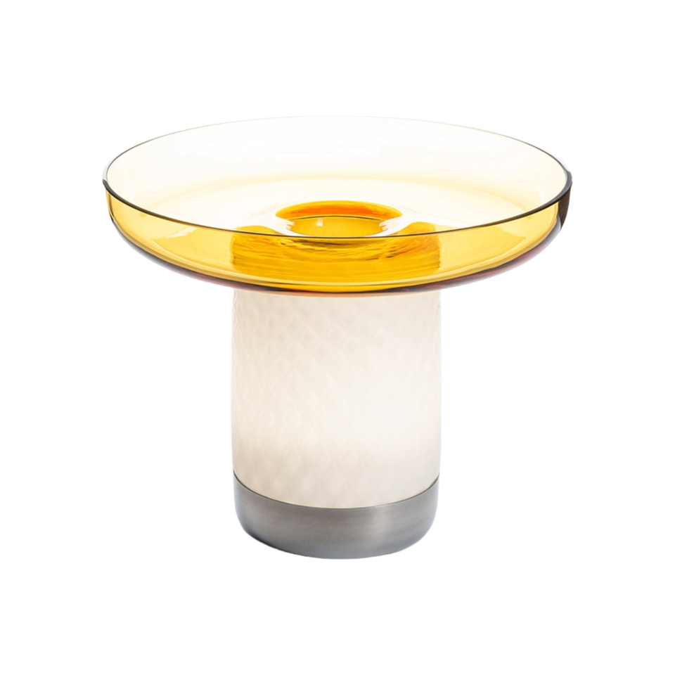 Draagbare lamp BONTA PLATE wit met geel