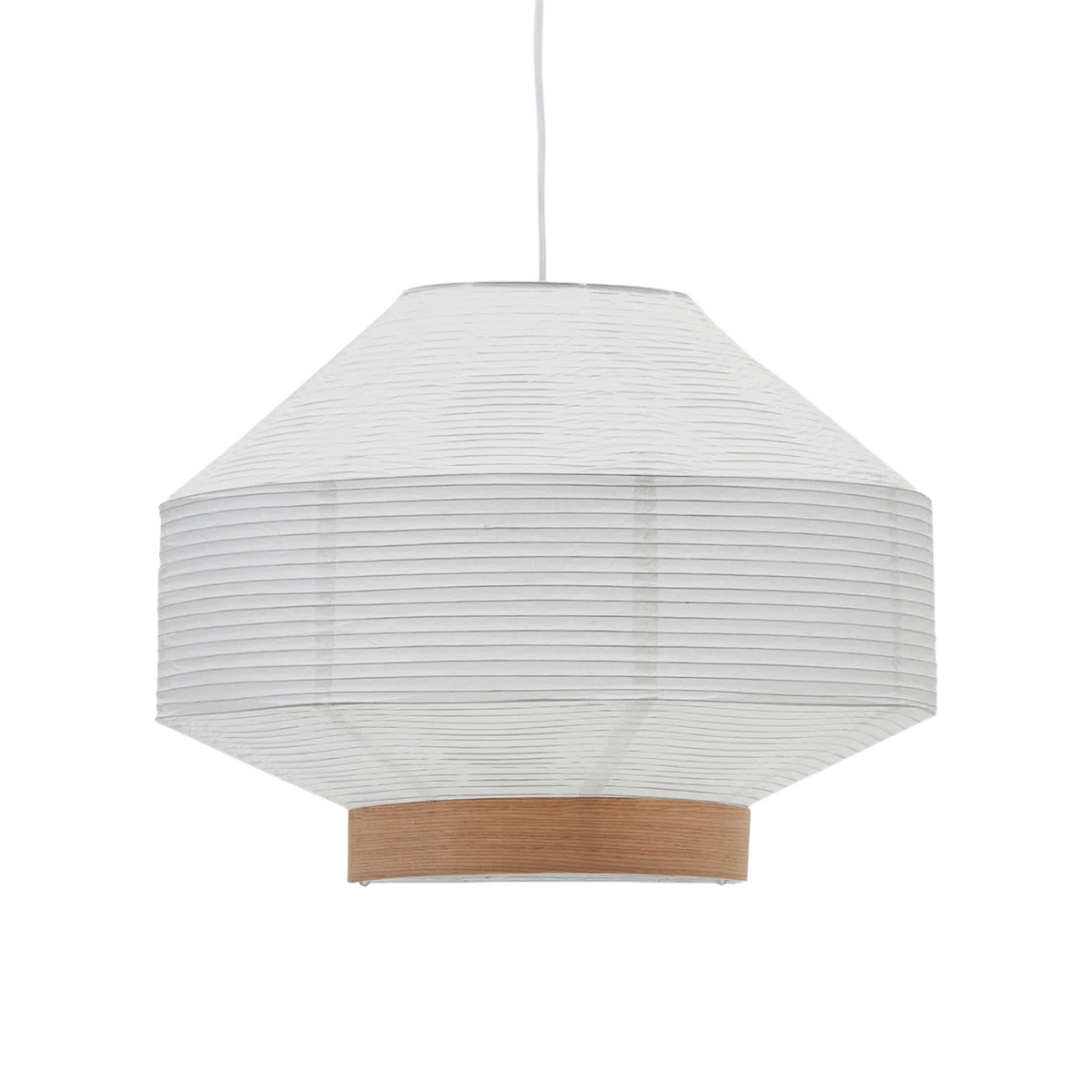 Vloerlamp HILA wit papier met eikenfineer