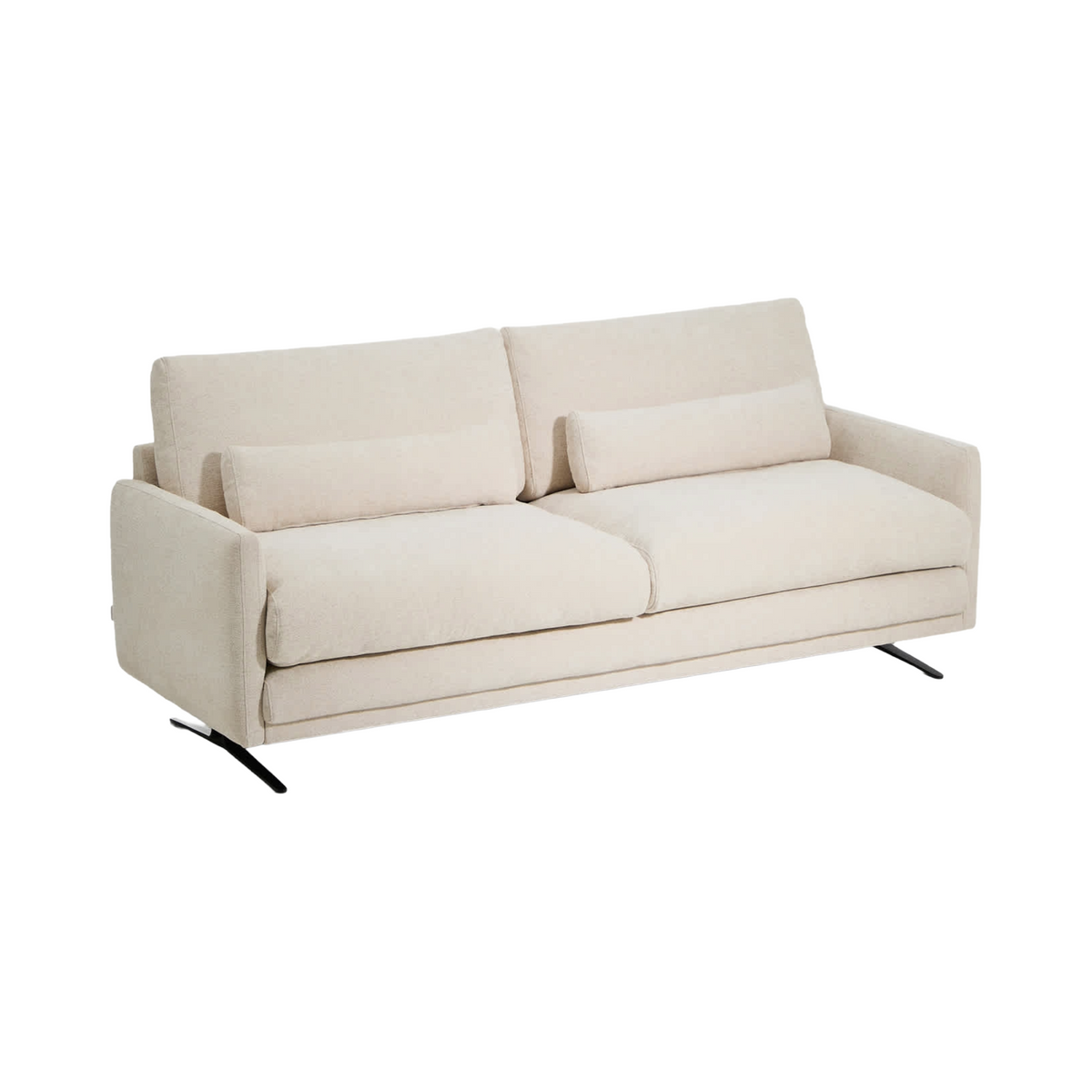 Sofa 3-zits VELIRO beige chenille met zwarte basis