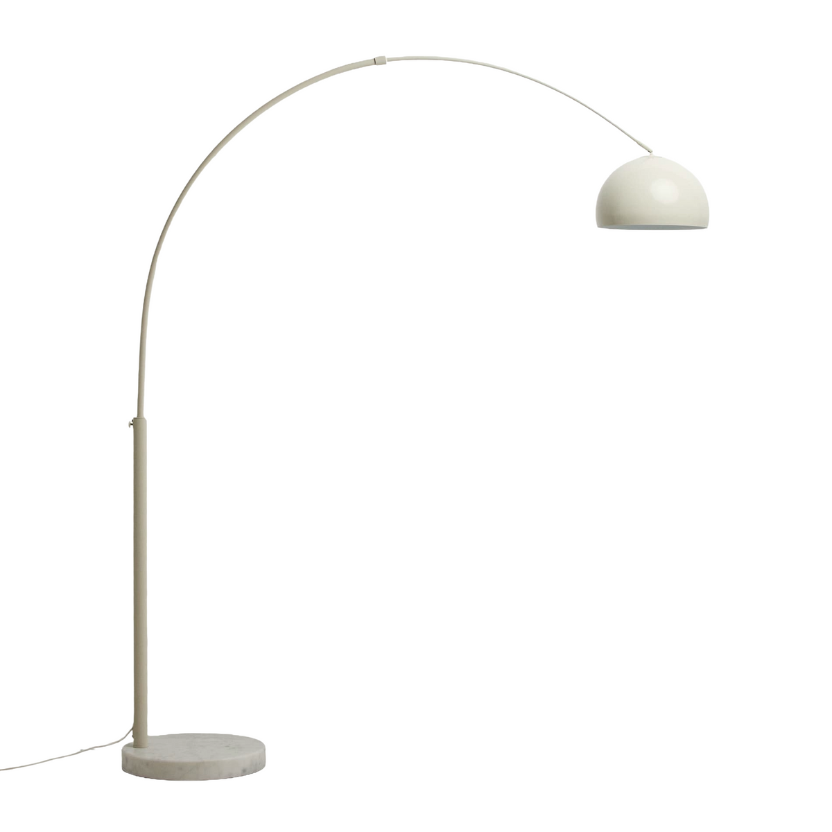 Boogvormige vloerlamp MADALI wit met een witte marmeren voet