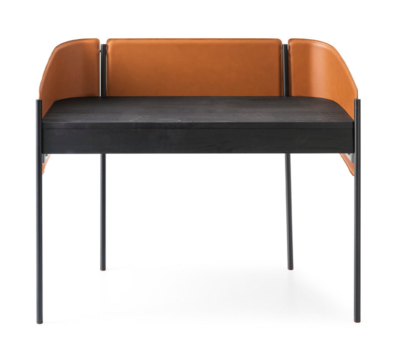 Schreibtisch BIBLIO schwarz mit cognacfarbenem Finish