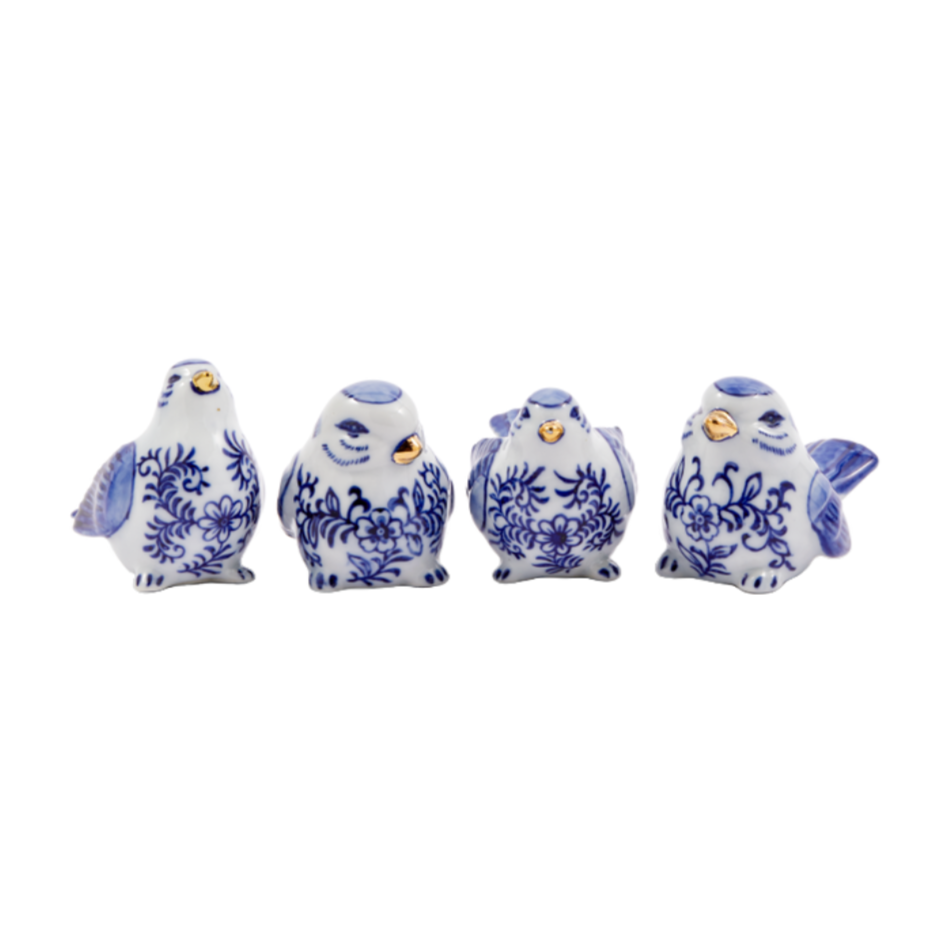 Figurenset BLUE BIRD FAMILY Porzellan