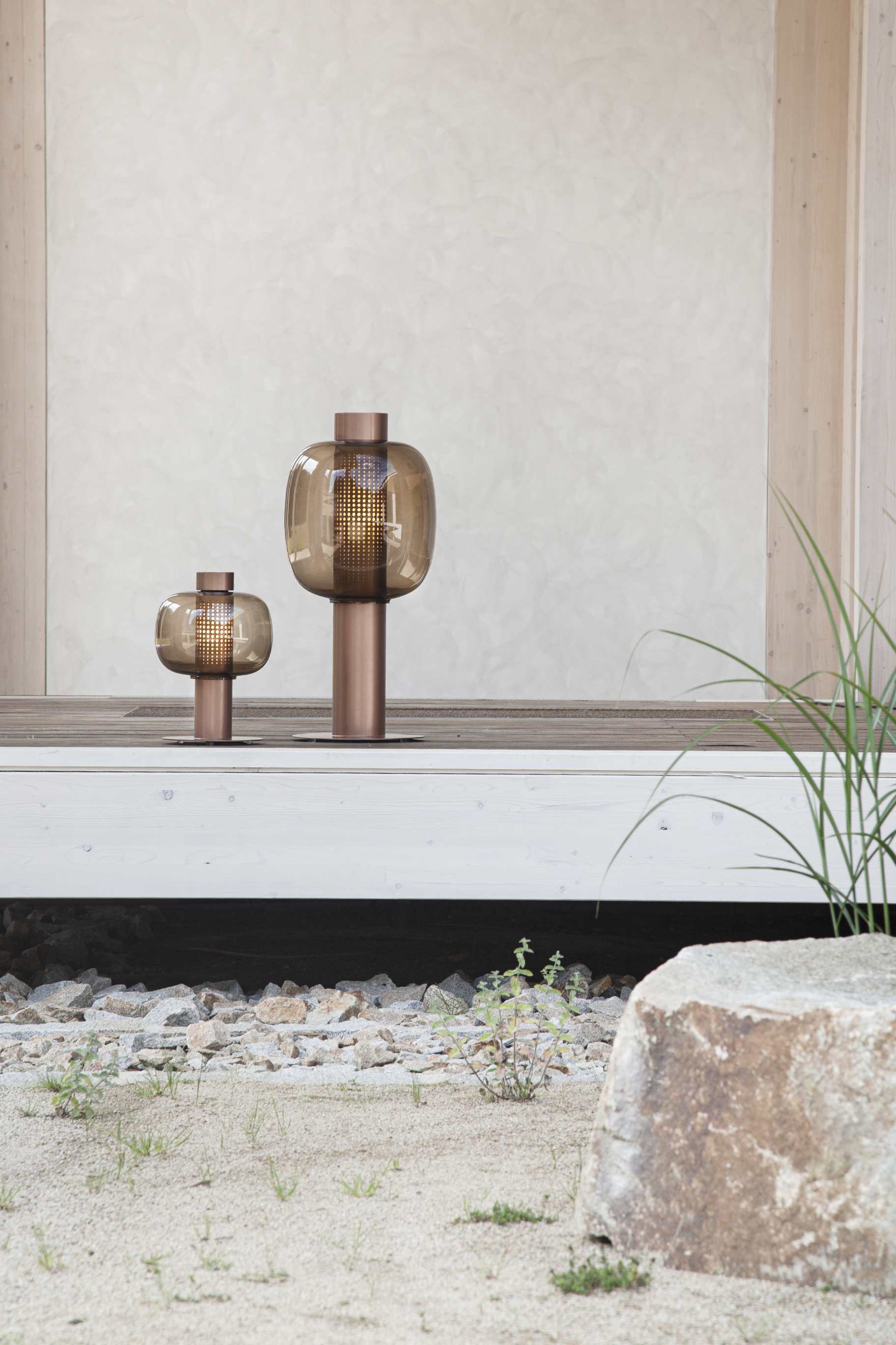 Stehlampe für den Außenbereich BONBORI aus geblasenem Glas