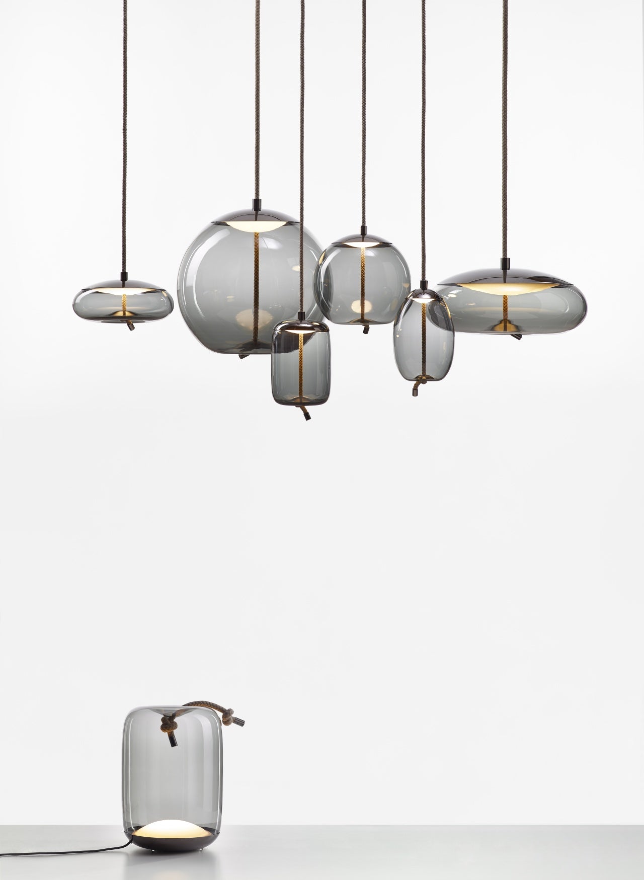 Wick hanging lamp - glass sphere