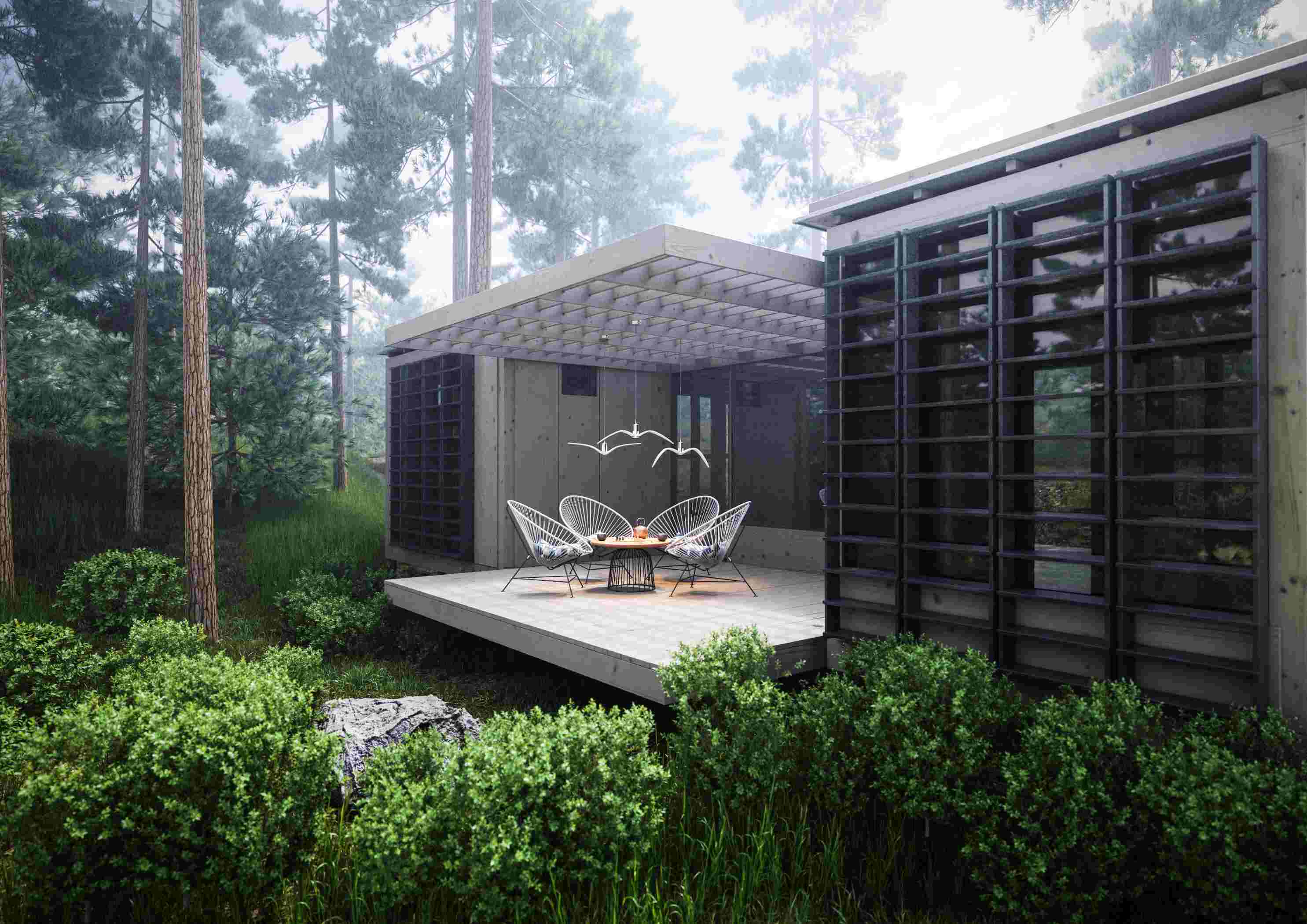 Äußere Hanglampen Nacht Vögel Außenglas