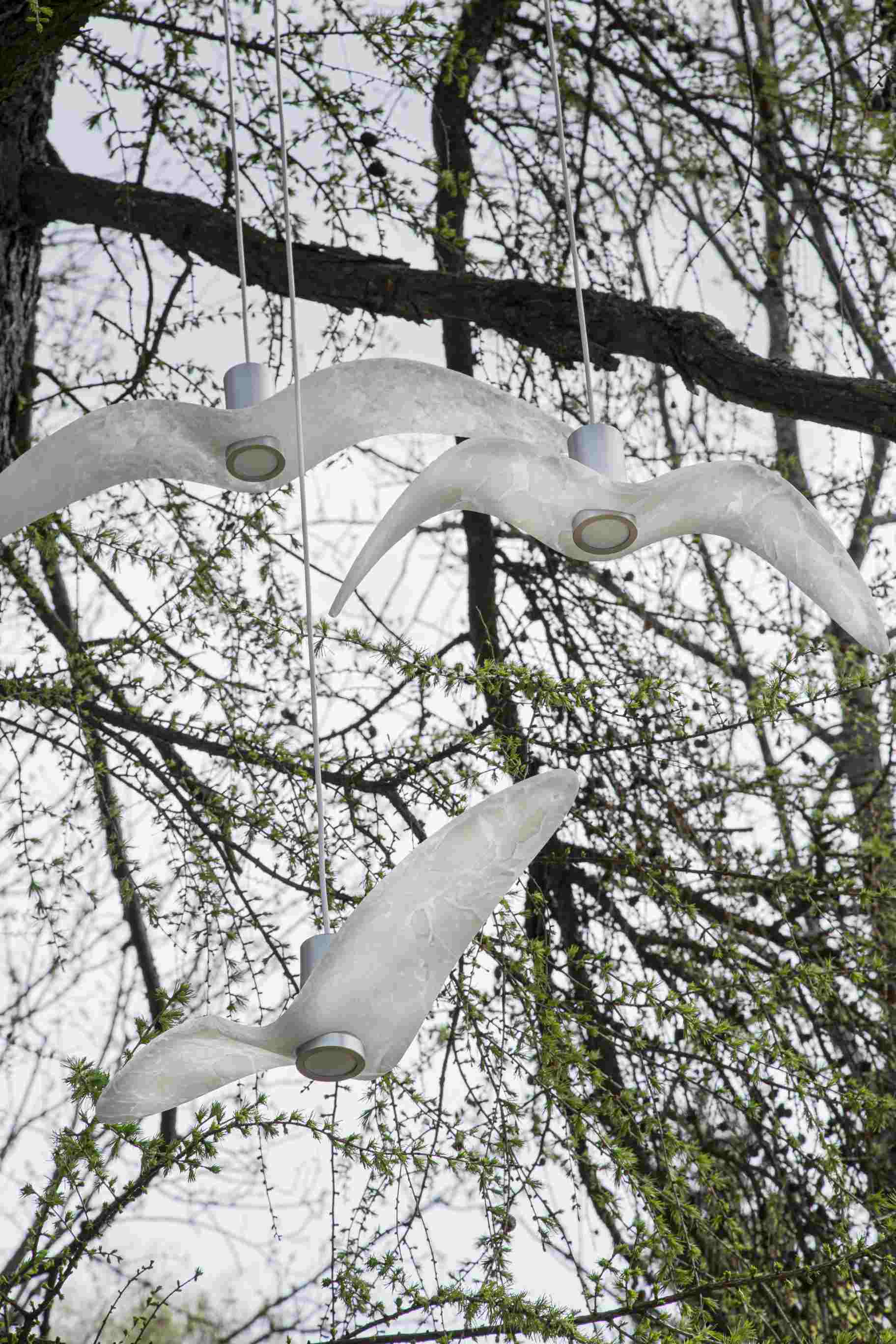 Äußere Hanglampen Nacht Vögel Außenglas