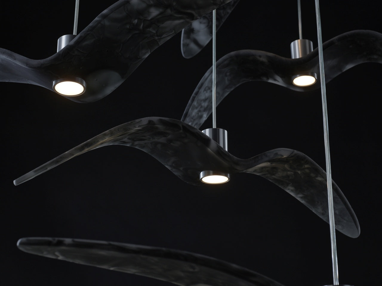 Hanging Lamp Night Birds Glas