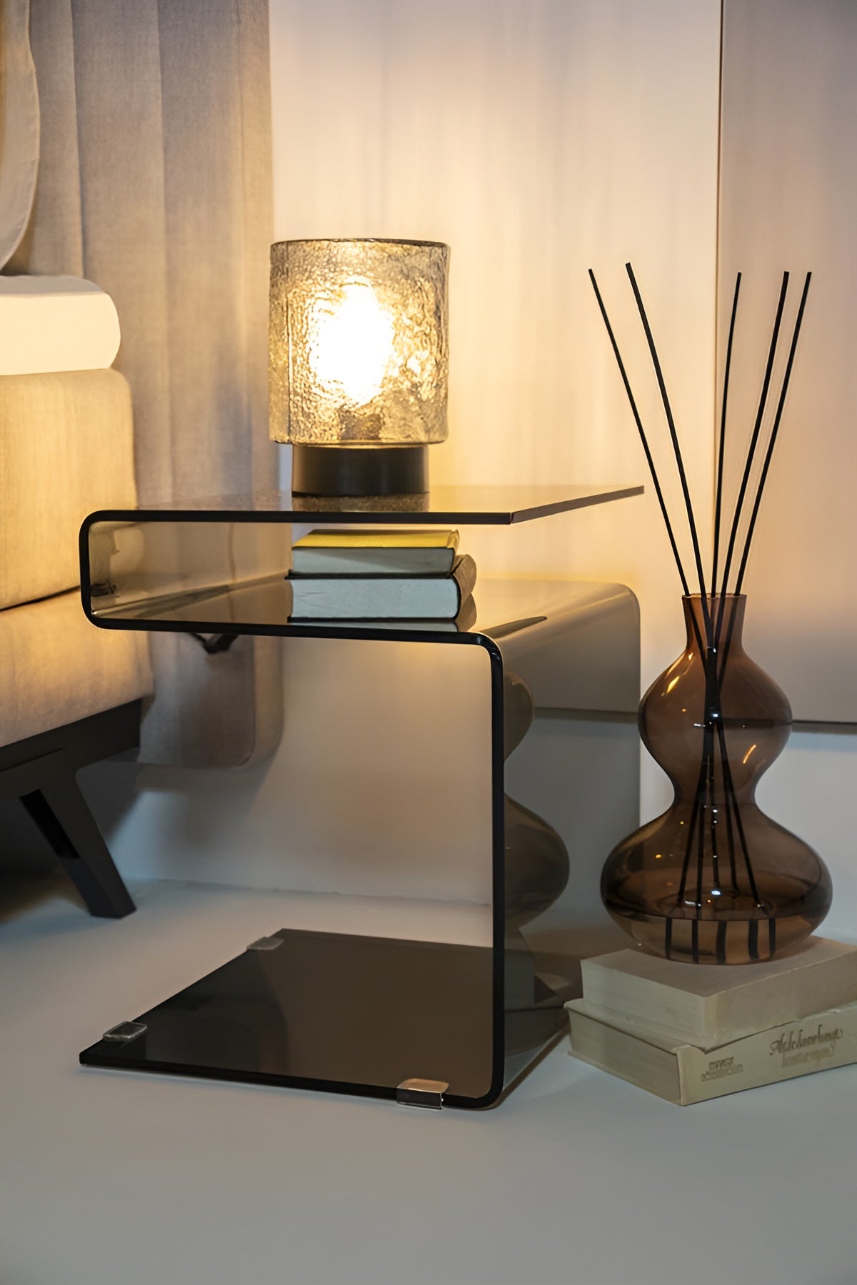 Zijtafel SHADOW bruin glas