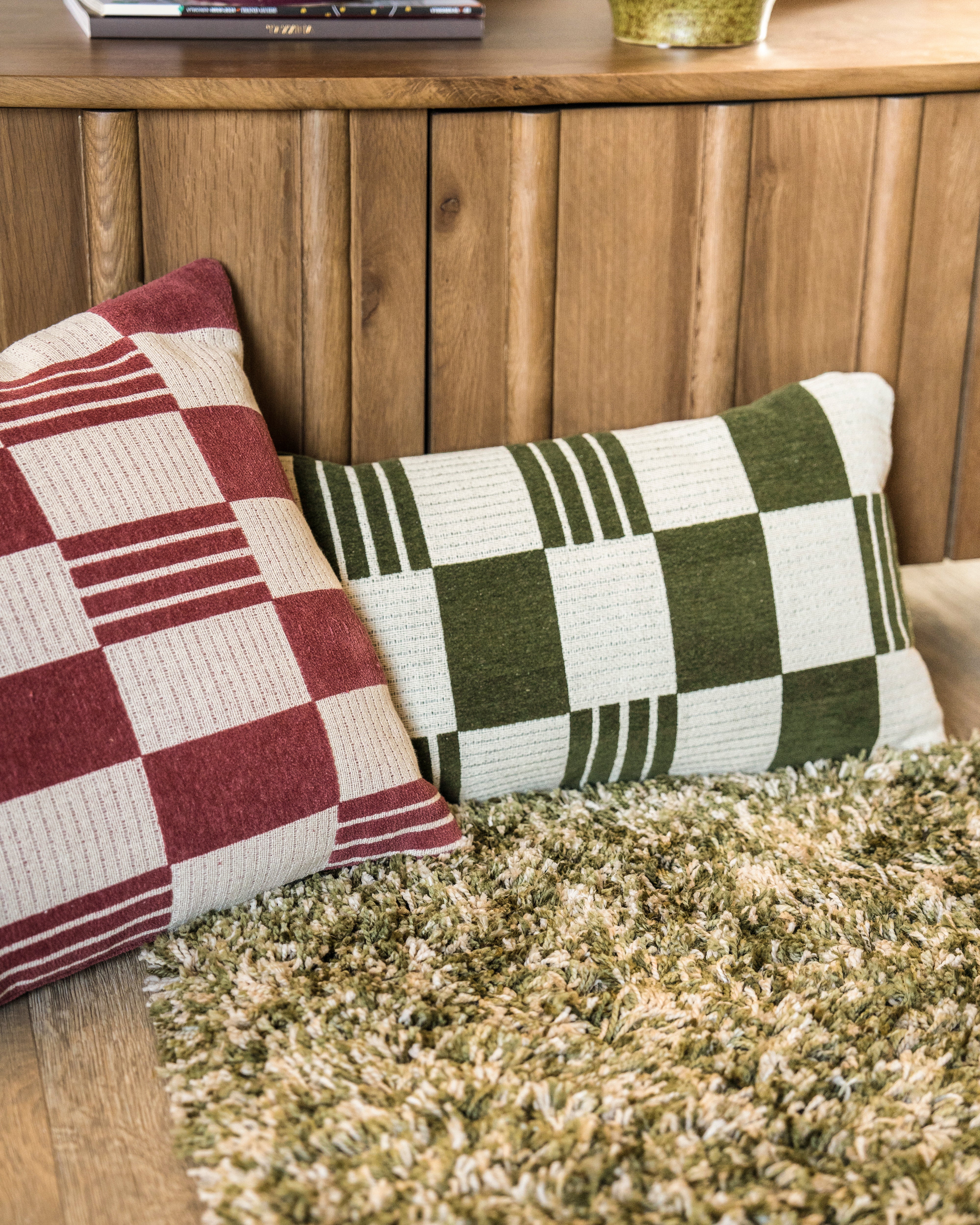 Kussen TWIST groen met beige