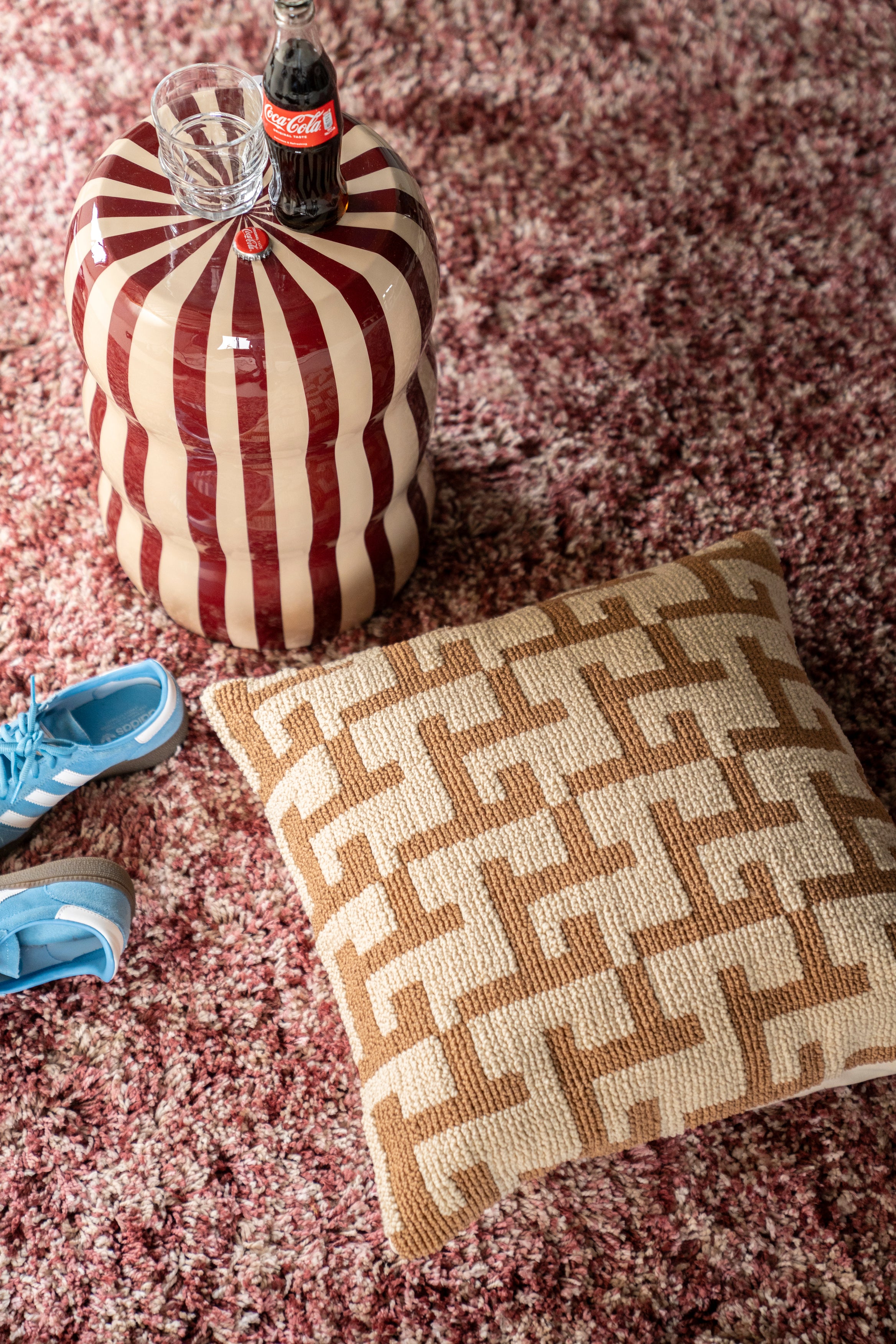 ZIGGY kussen mosterdgeel met beige