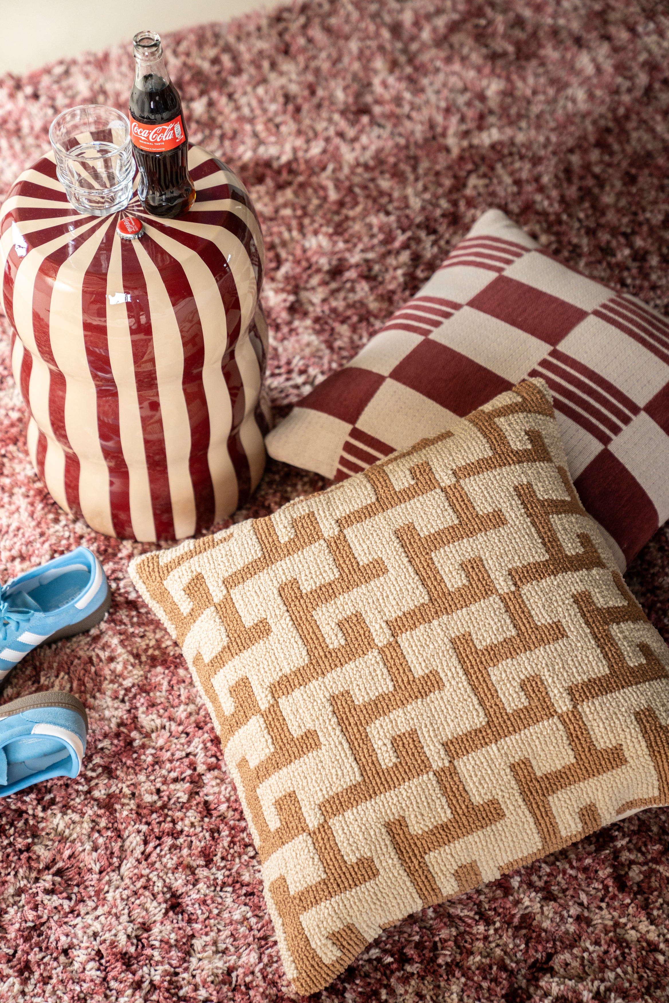 ZIGGY kussen mosterdgeel met beige