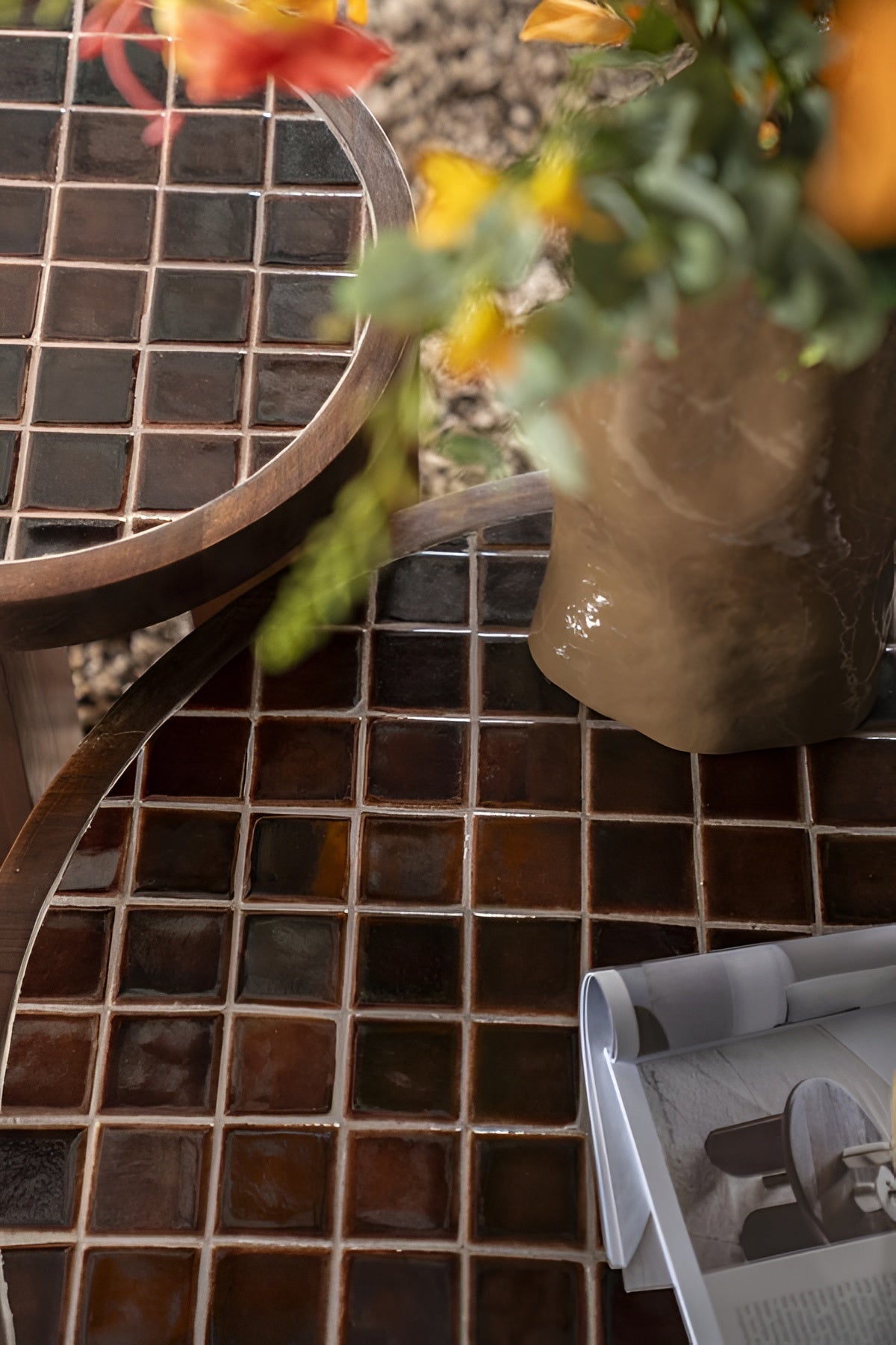 Tafeltje TILED UP van donkerbruin mango-hout