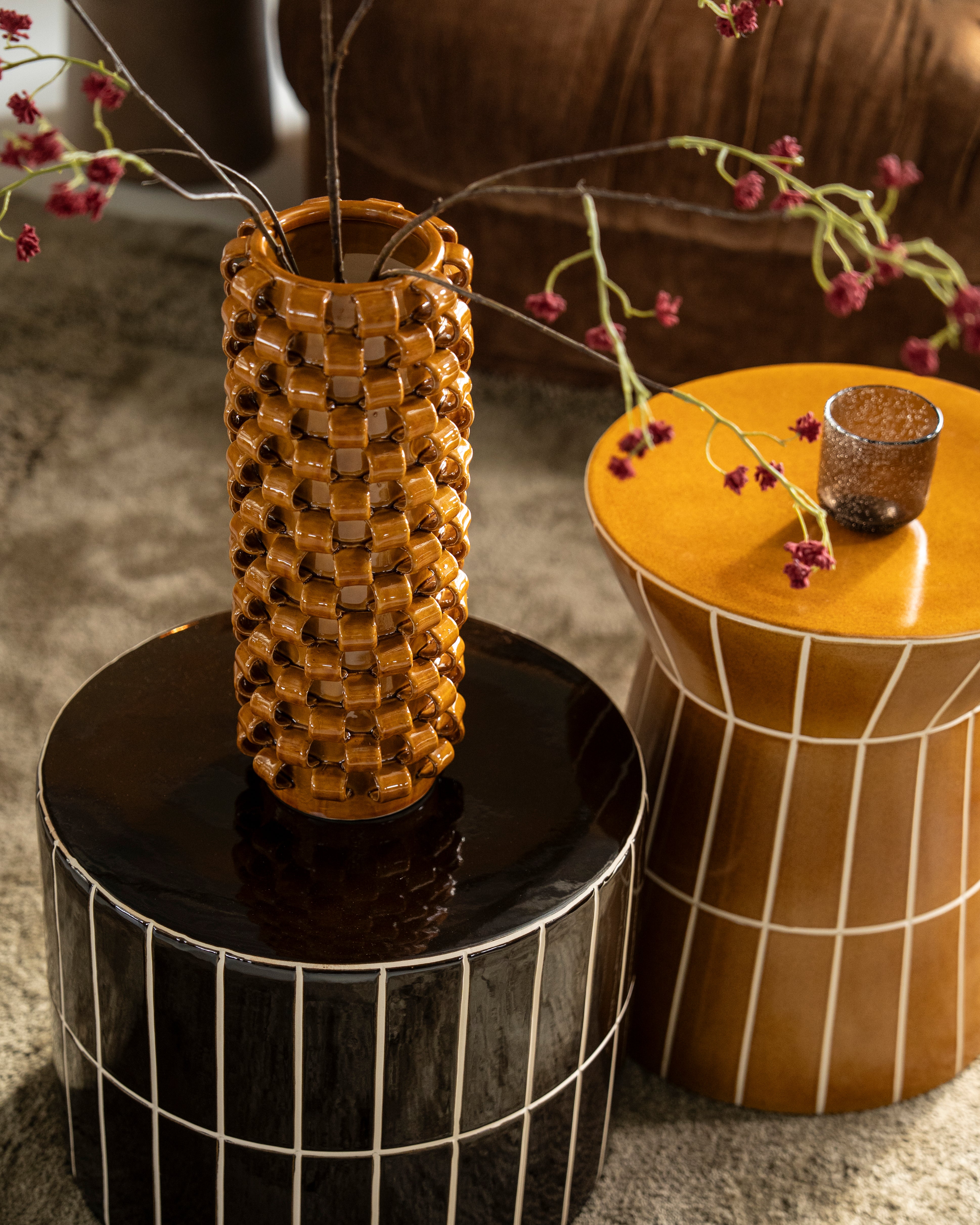 Vase LOOPA braun Keramik