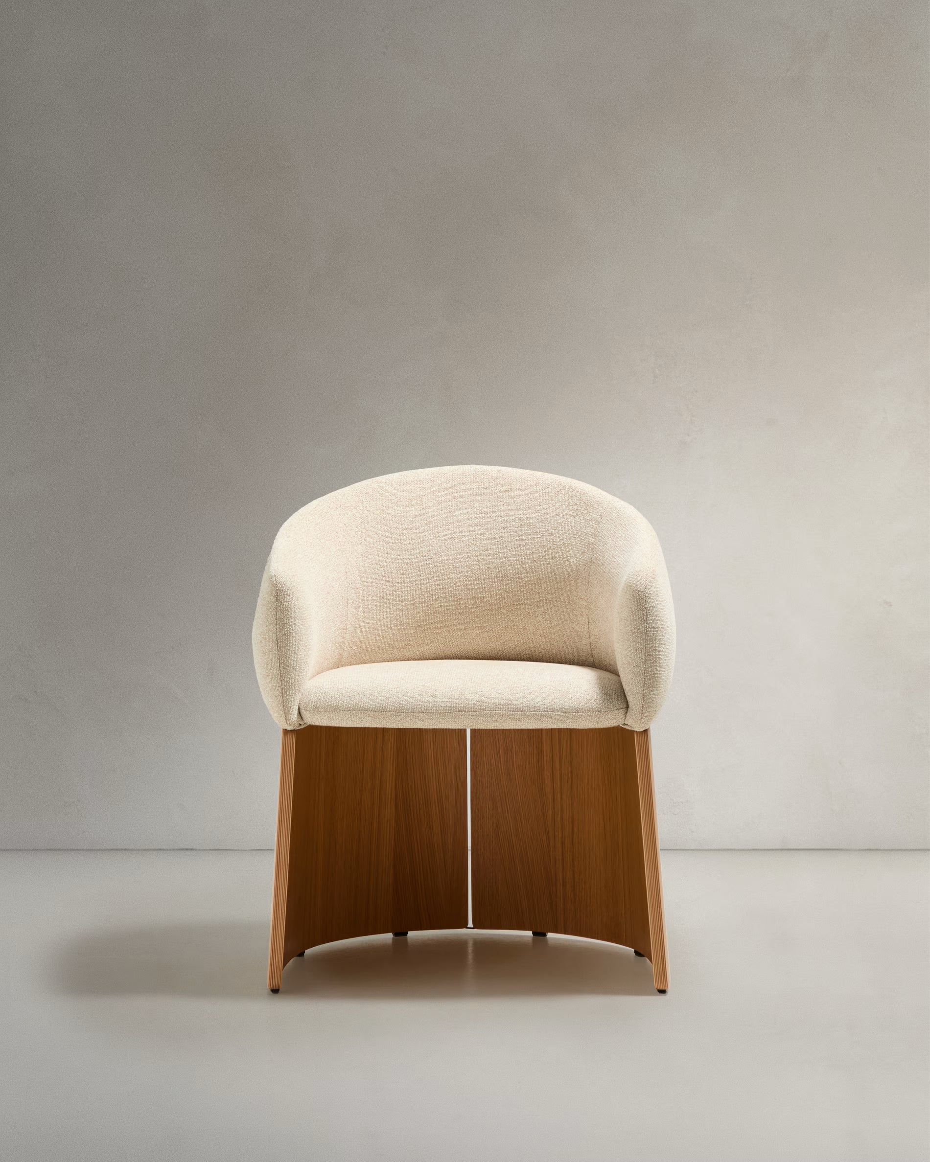 BOSCA chair beige chenille with oak veneer base