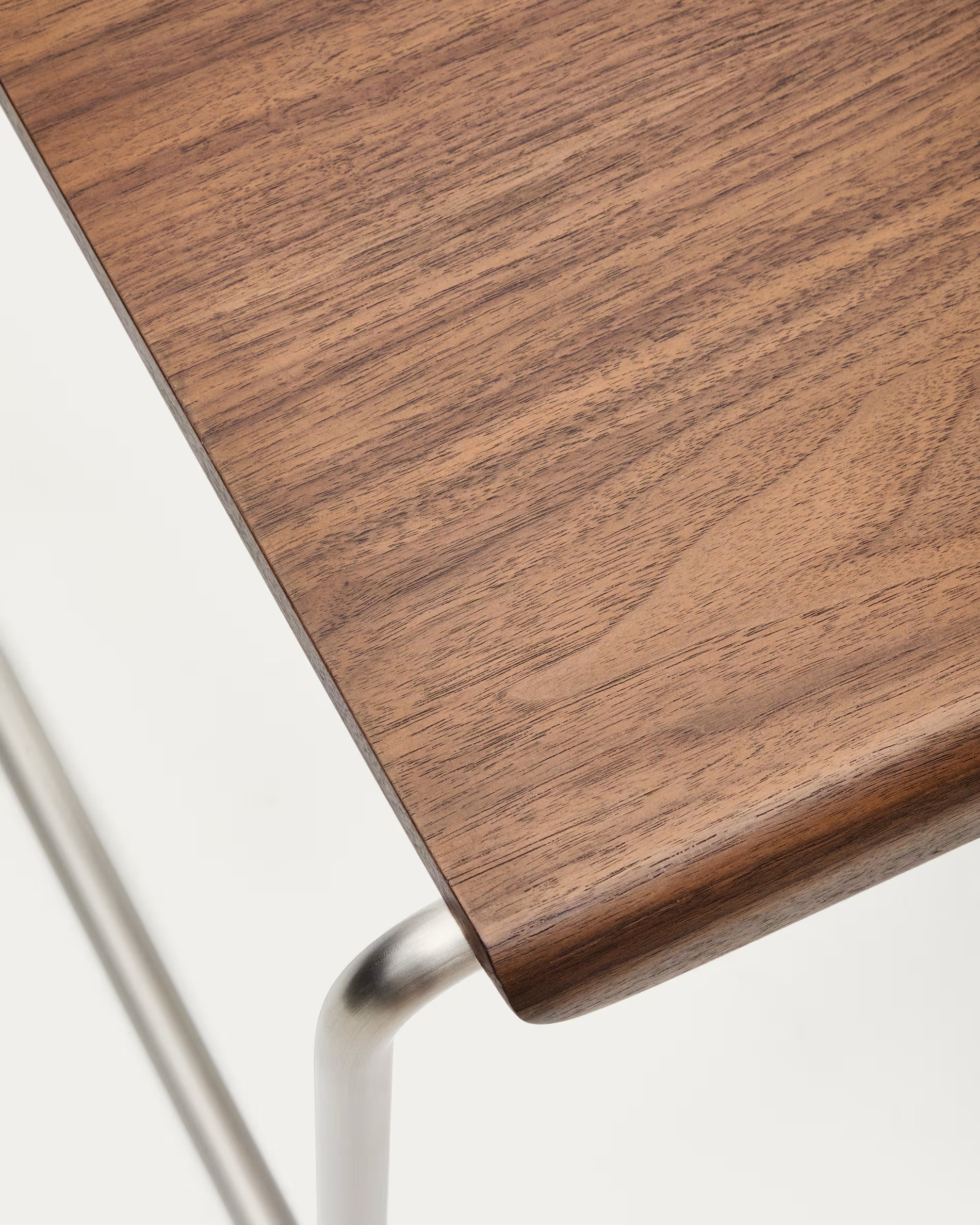 TARSEL bank donkerbruin notenhoutfineer met stalen basis