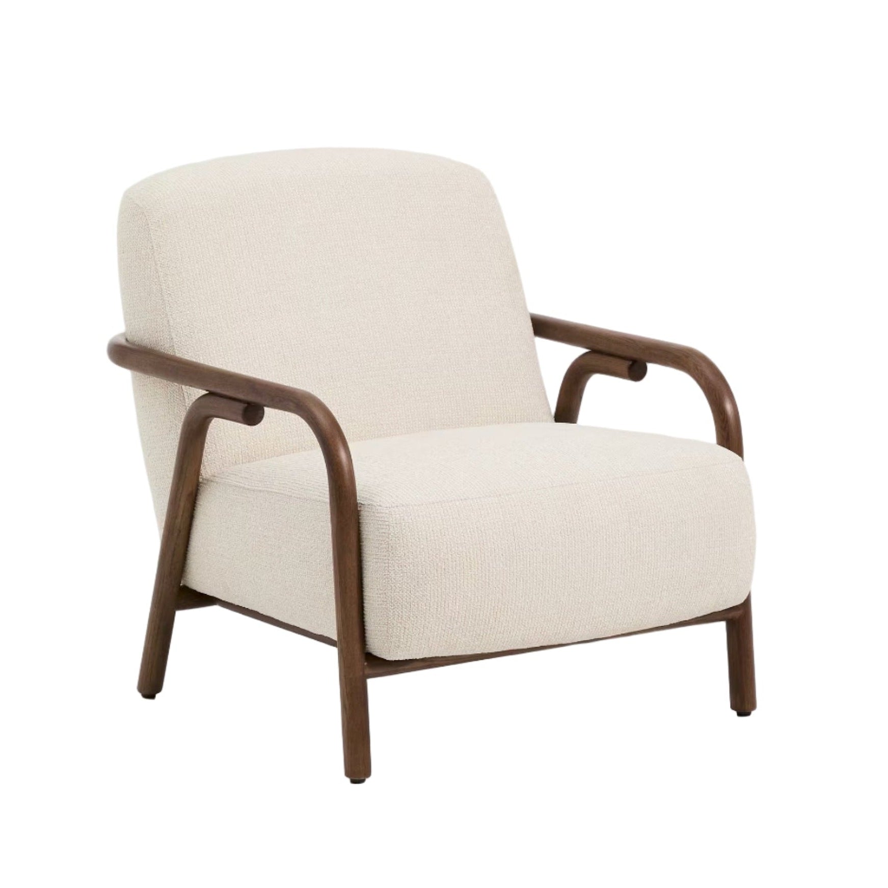 Beige SYLO fauteuil met donkere essen basis