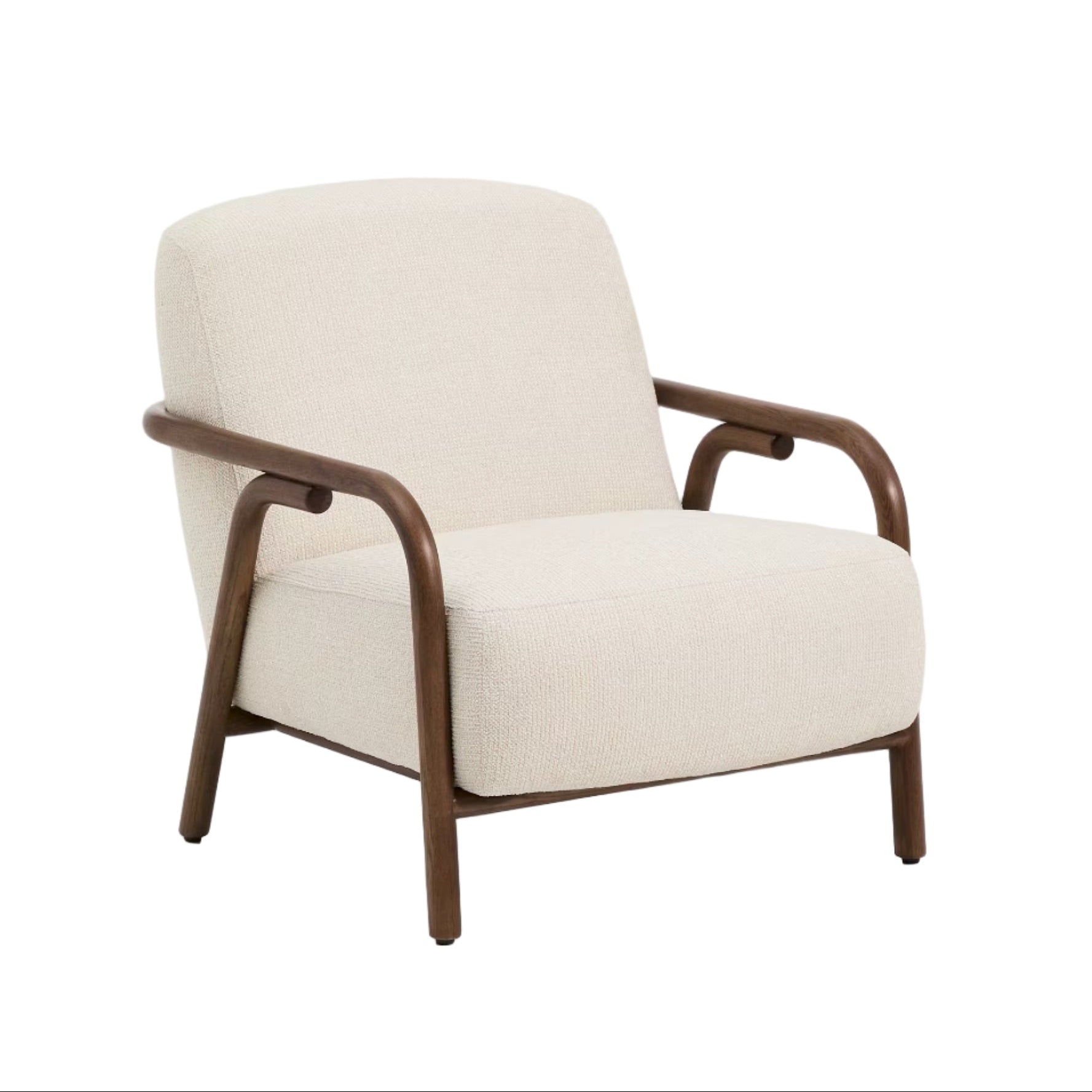 Beige SYLO fauteuil met donkere essen basis