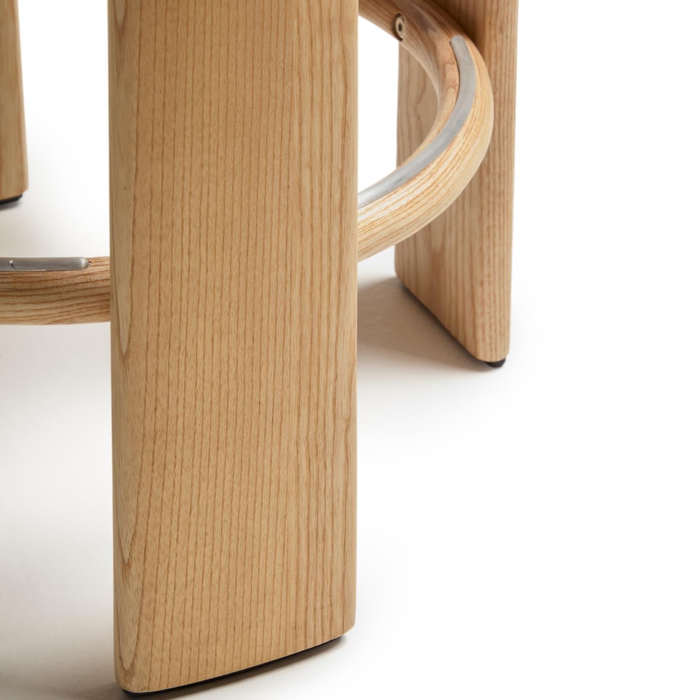 GRANITE beige chenille bar stool with ash base