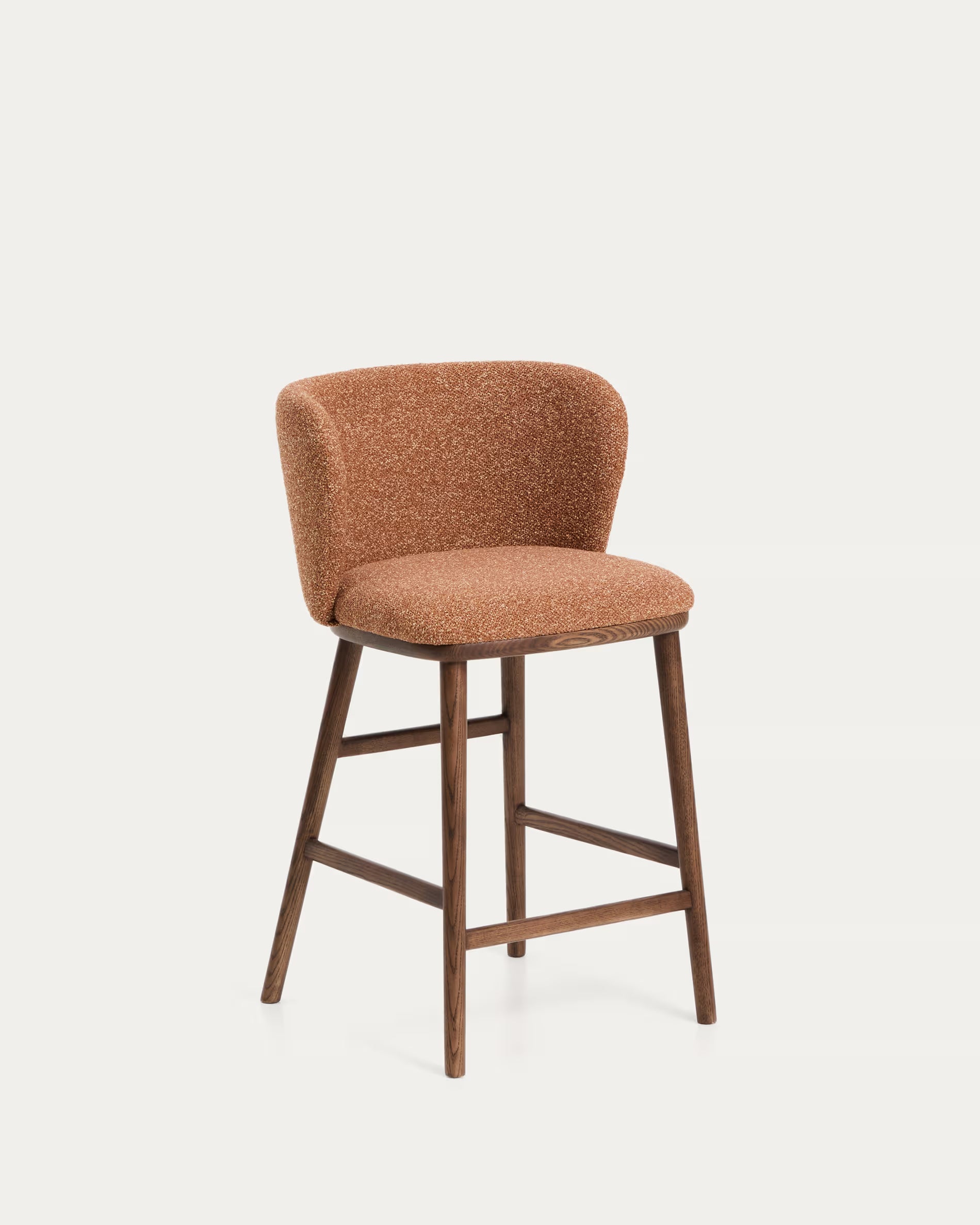 Bar stool CISELIA brick chenille with dark ash base