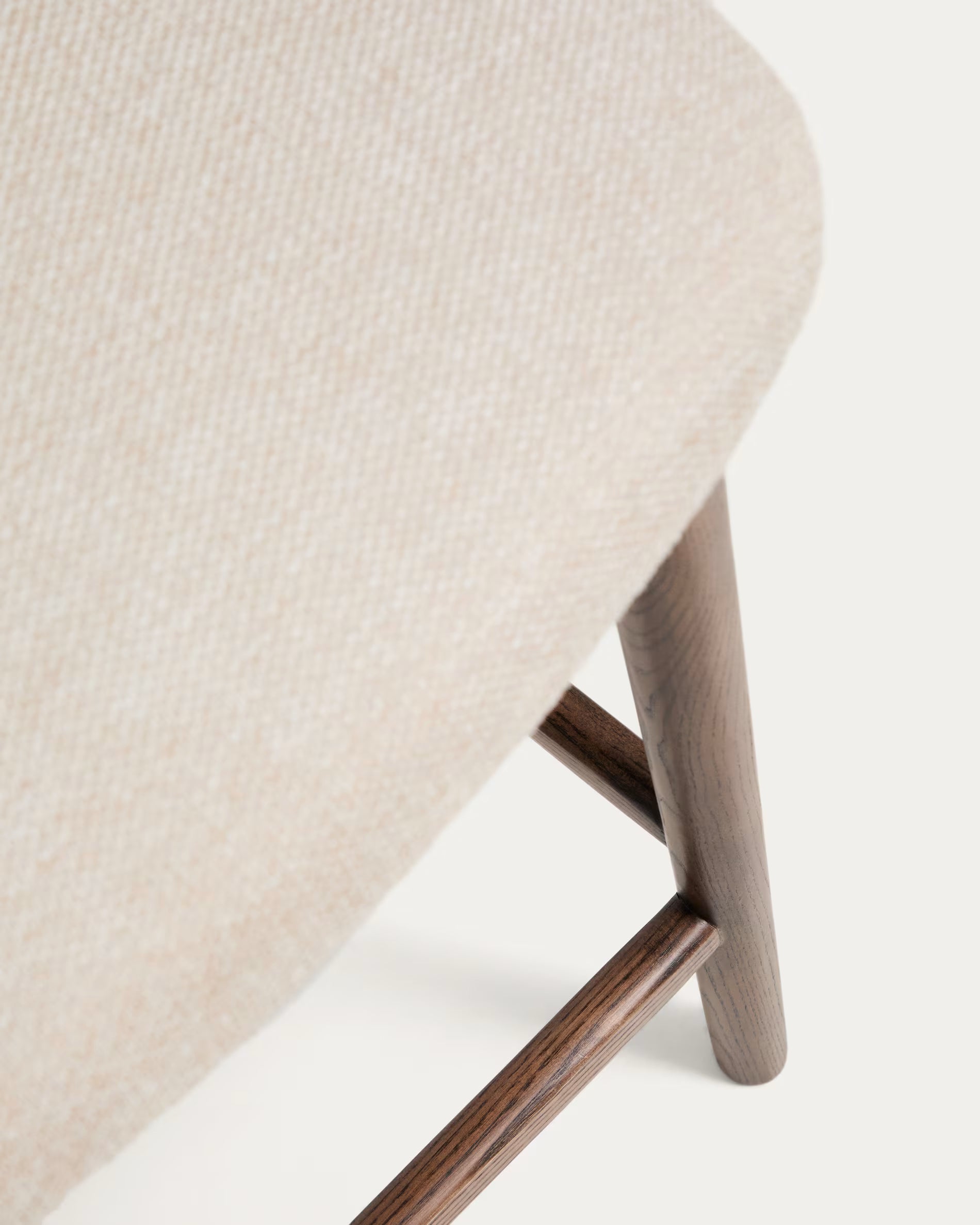 Bar Stool CISELIA beige chenille with dark ash base