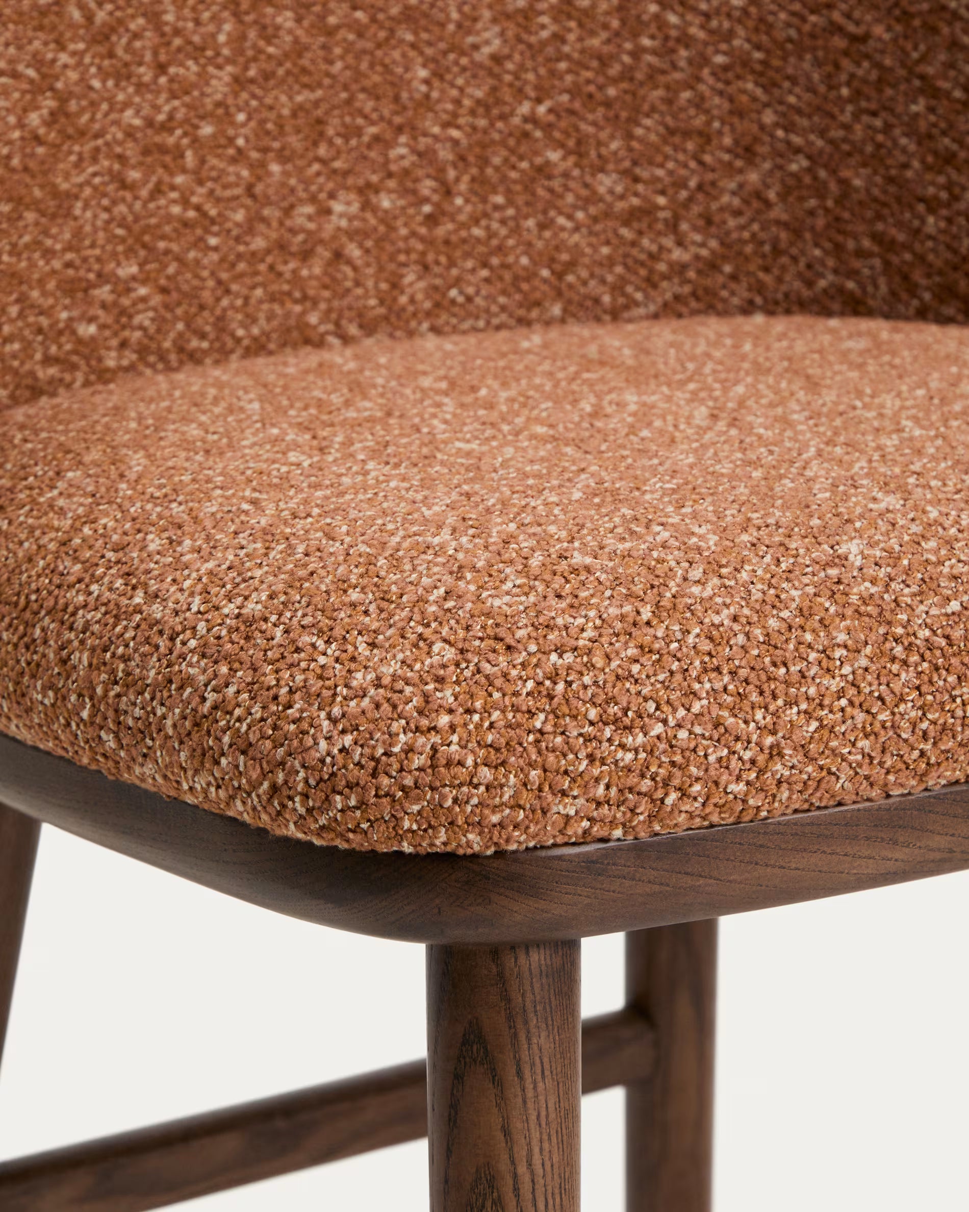 Bar stool CISELIA brick chenille with dark ash base