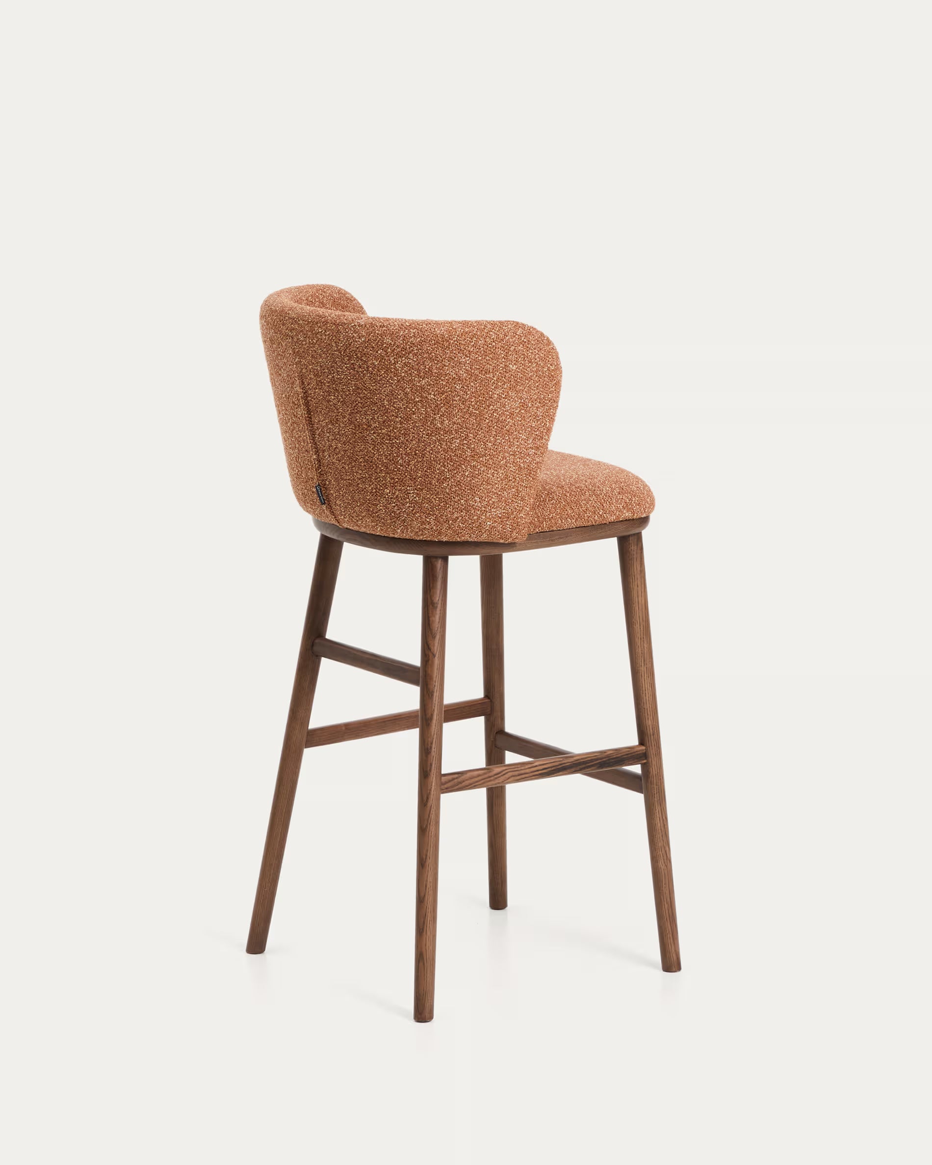 Bar stool CISELIA brick chenille with dark ash base
